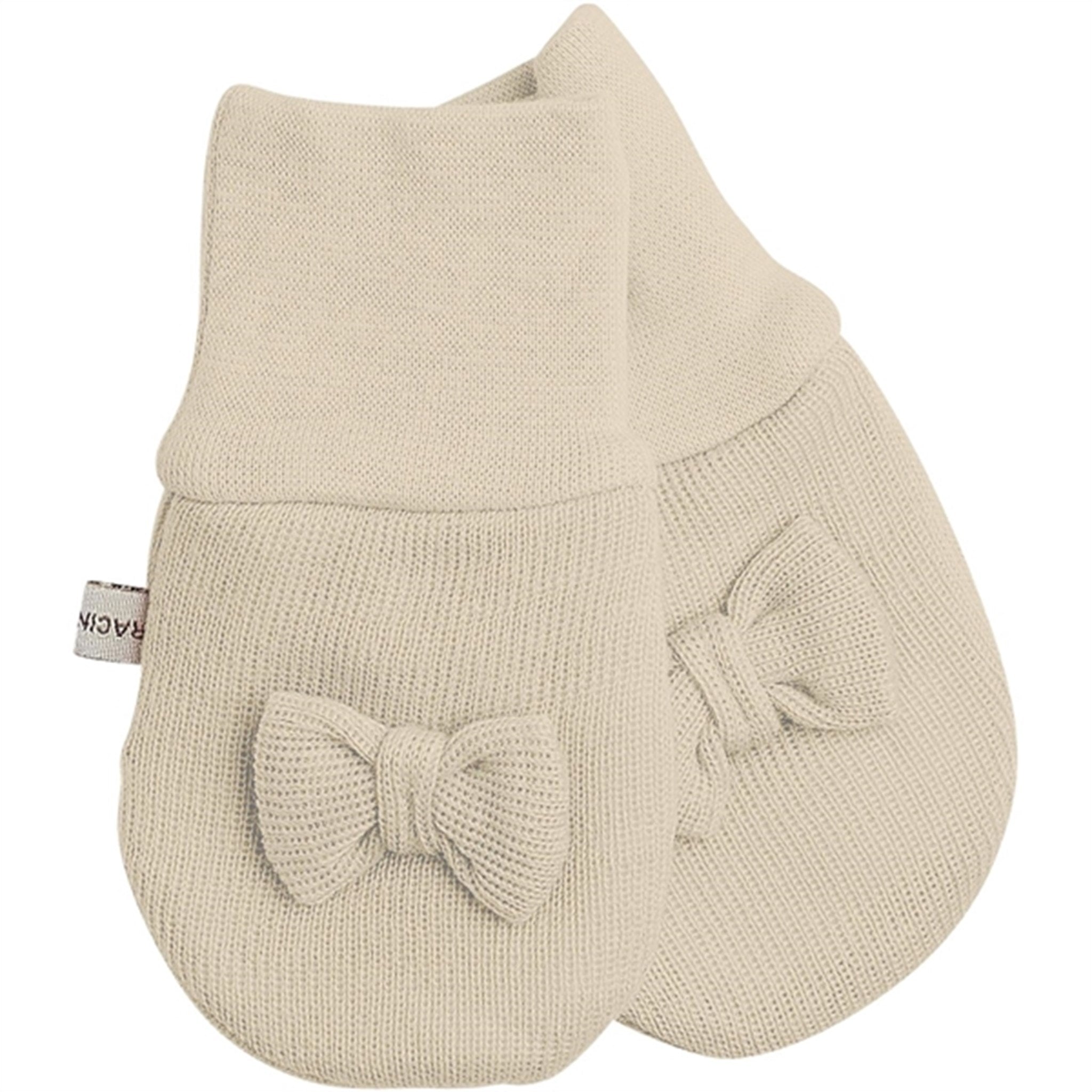 Racing Kids Baby Mittens without Thumb with Bow Ivory