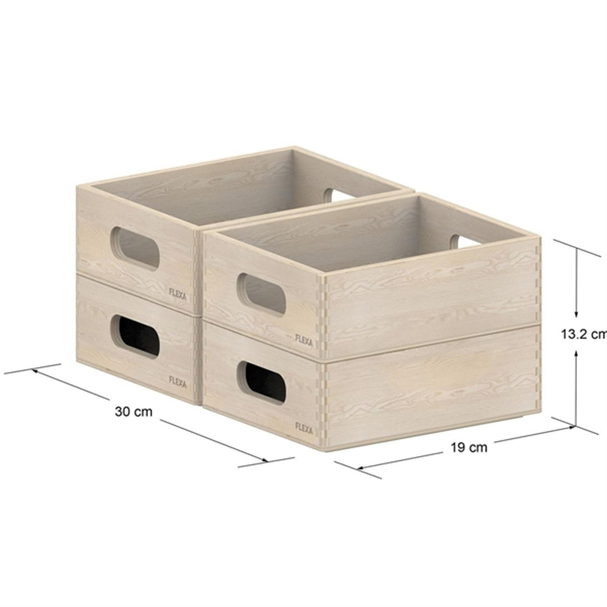 FLEXA PLAY Wooden Storage Box Set Mini Natural