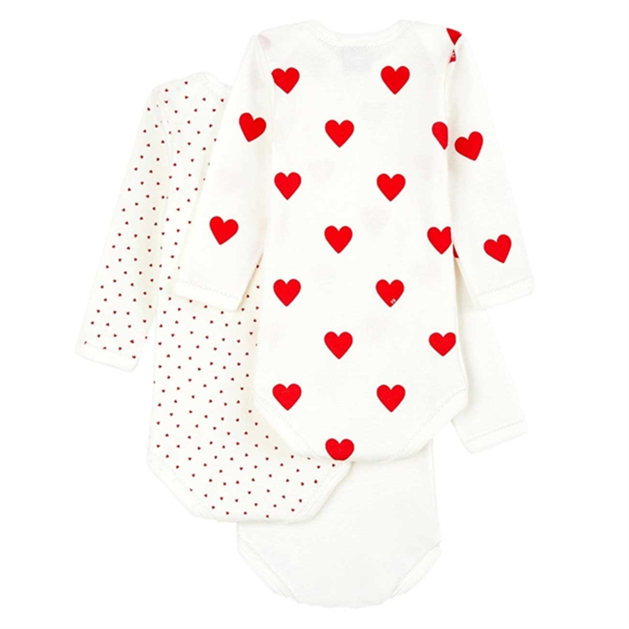 Petit Bateau Bodystocking 3-pack White/Red Hearts 2