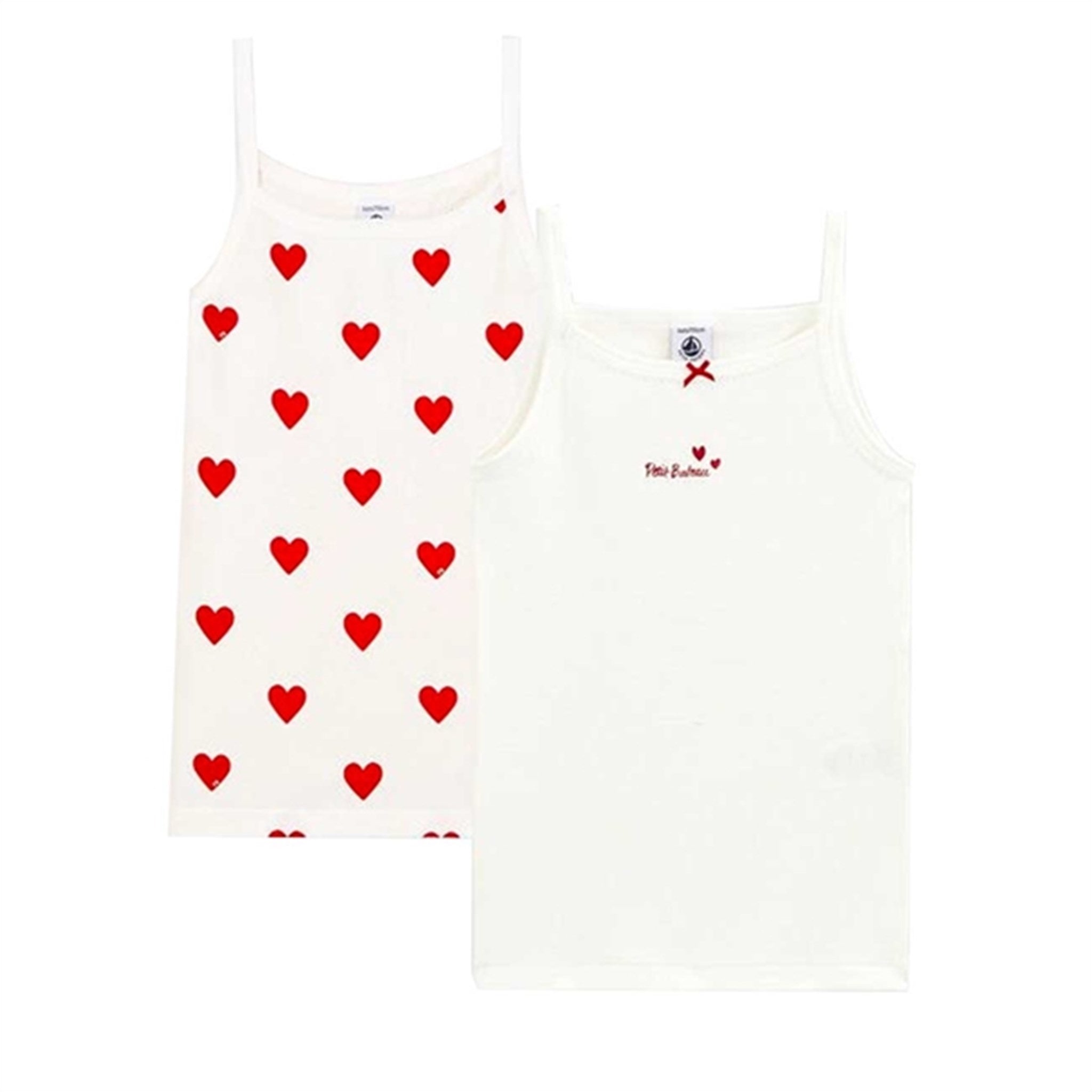 Petit Bateau Chemises 2-pack White/Red Hearts