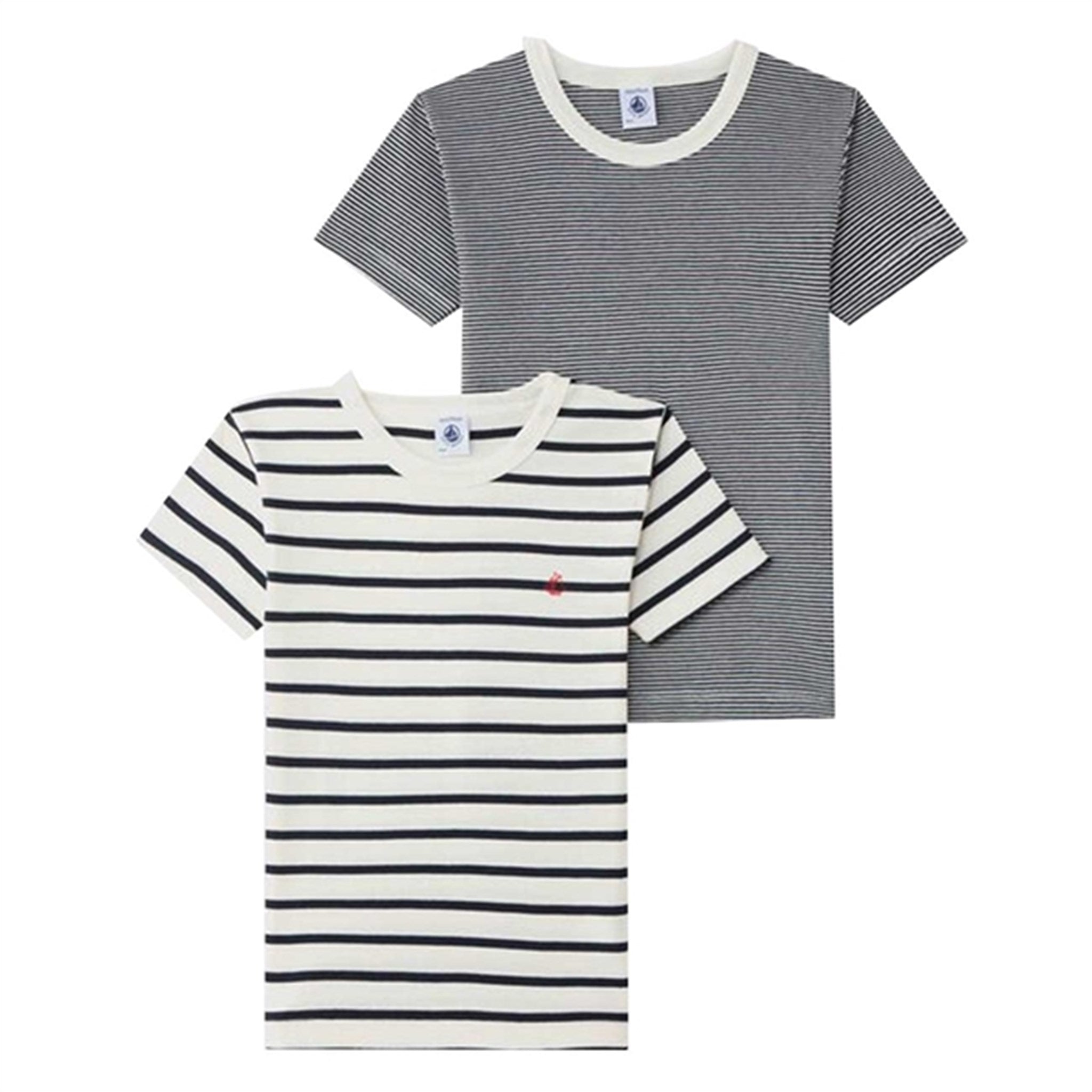 Petit Bateau T-shirt MC 2-pak White/Navy Stripes