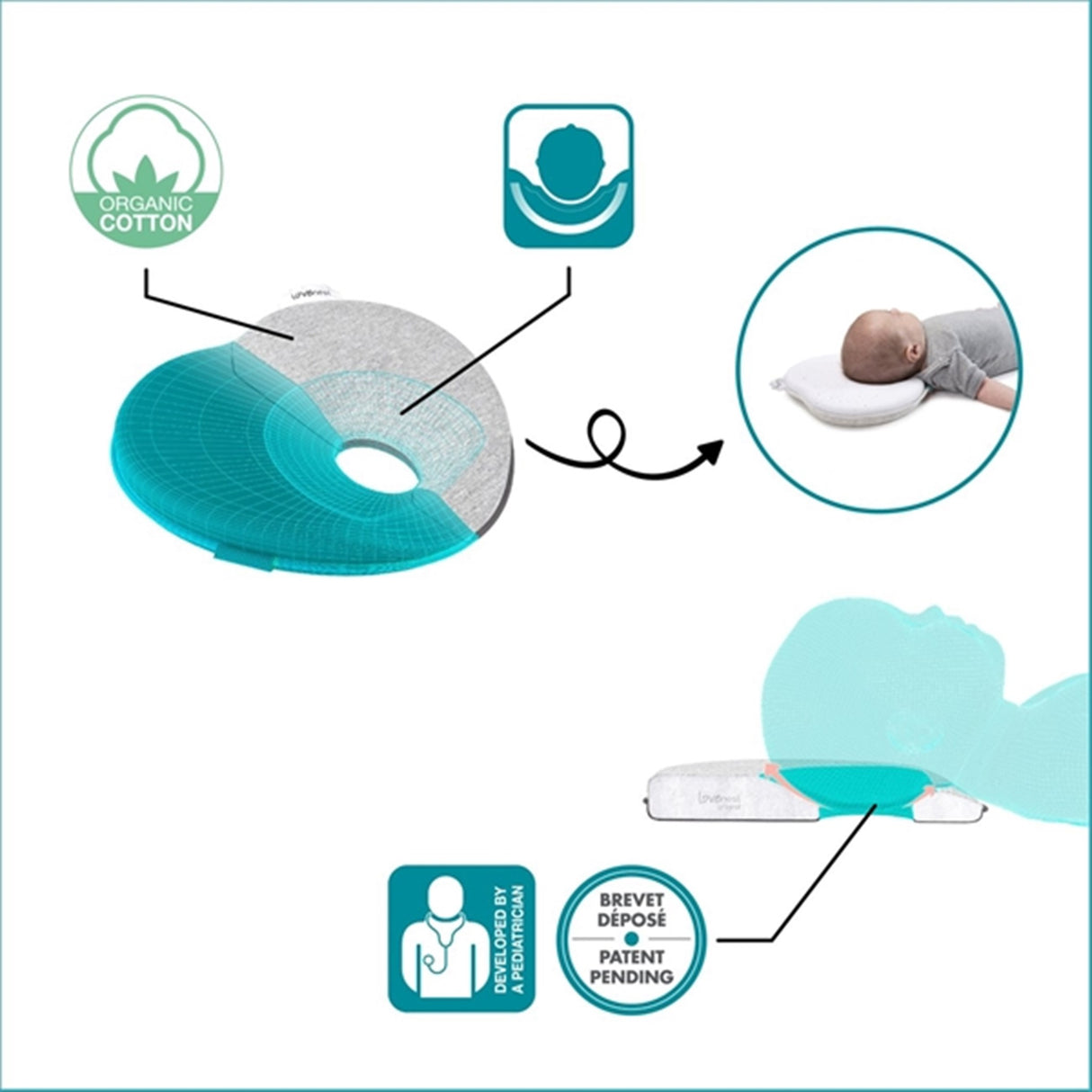 Babymoov Lovenest Baby Pillow Original White