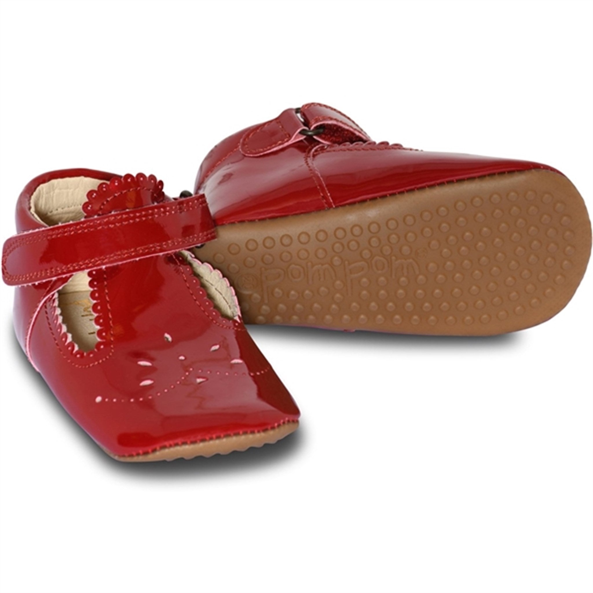 Pom Pom® Indoor Shoes T-bar Deep Red Laquer