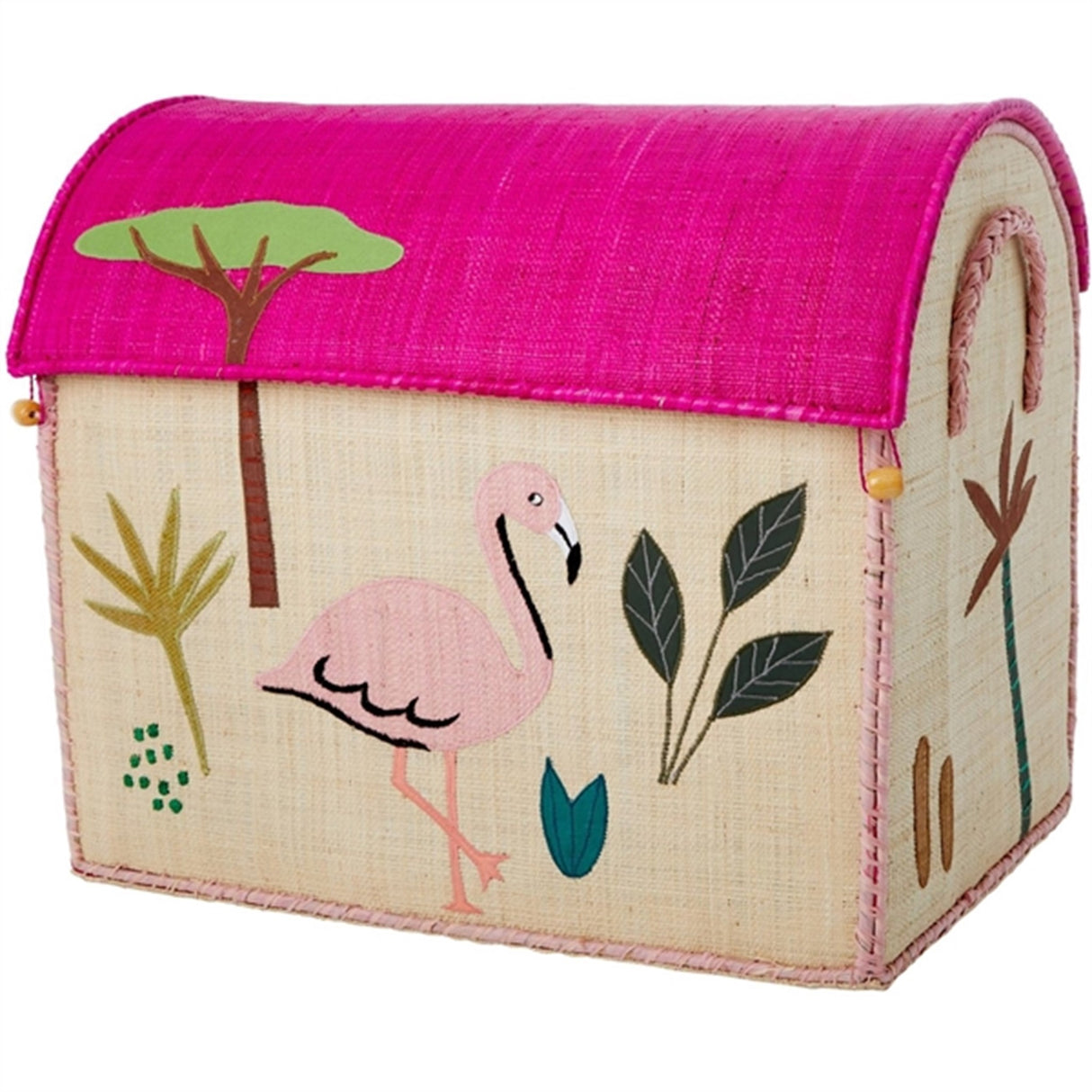 RICE Jungle Theme Raffia Baskets for Storage 3-pack