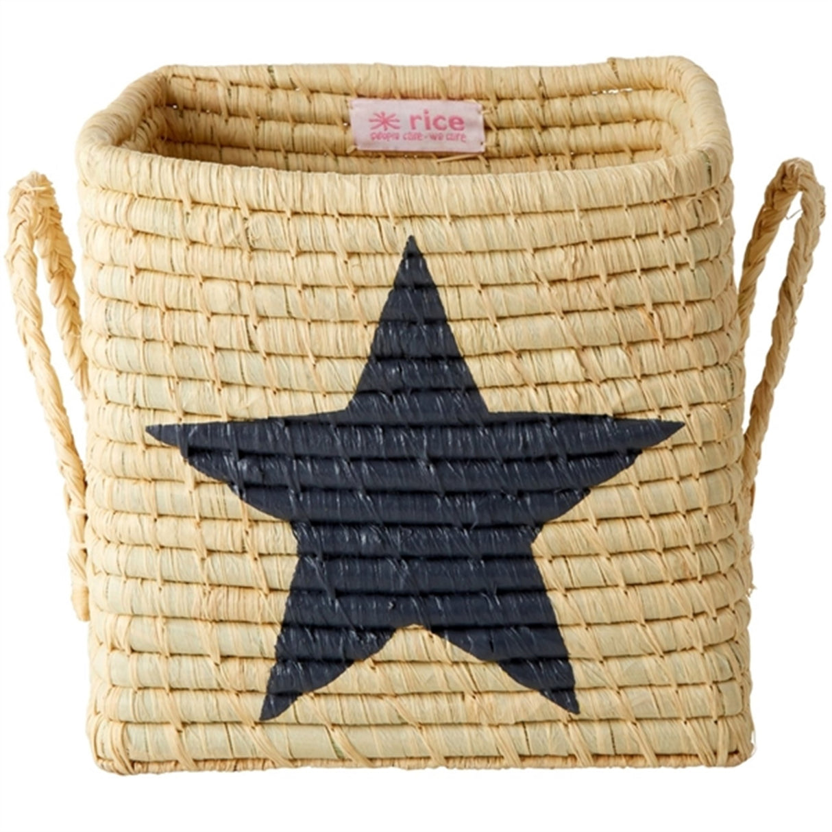 RICE Dark Grey Star Square Raffia Basket