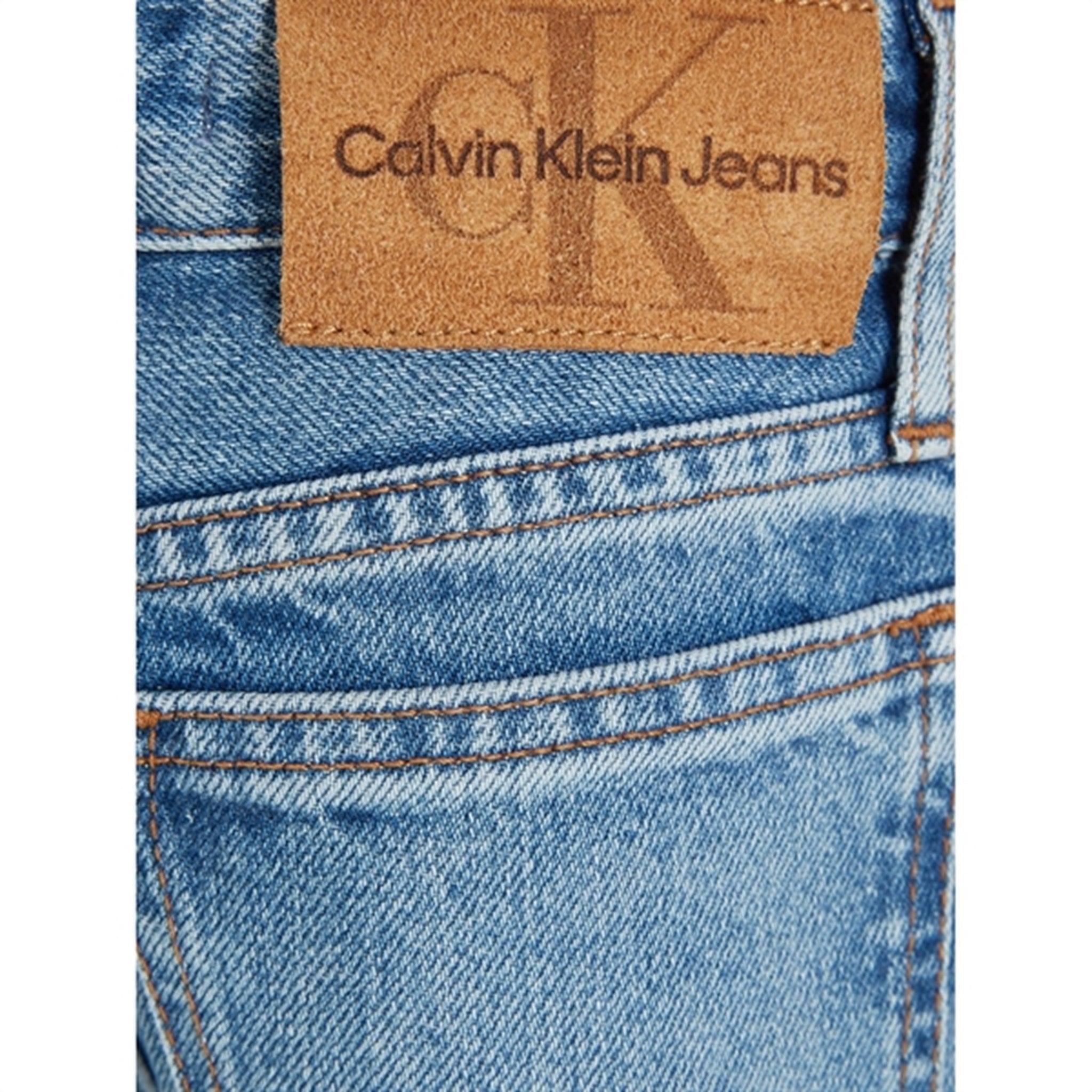 Calvin Klein HR Wide Leg Workwear Denim Jeans Authentic Light Blue 5