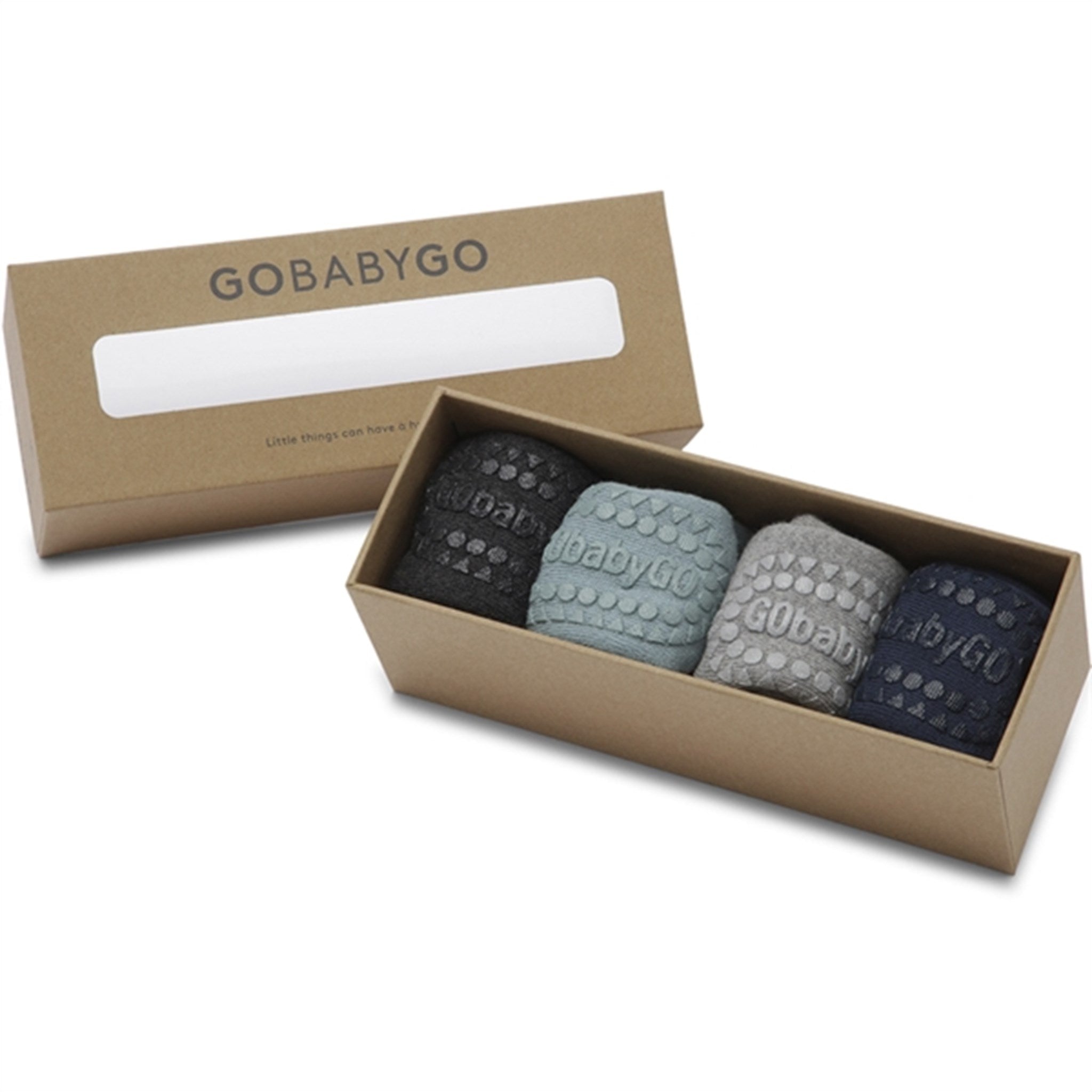 GObabyGO Cotton Socks Combo Box Antislip Dusty Blue 2
