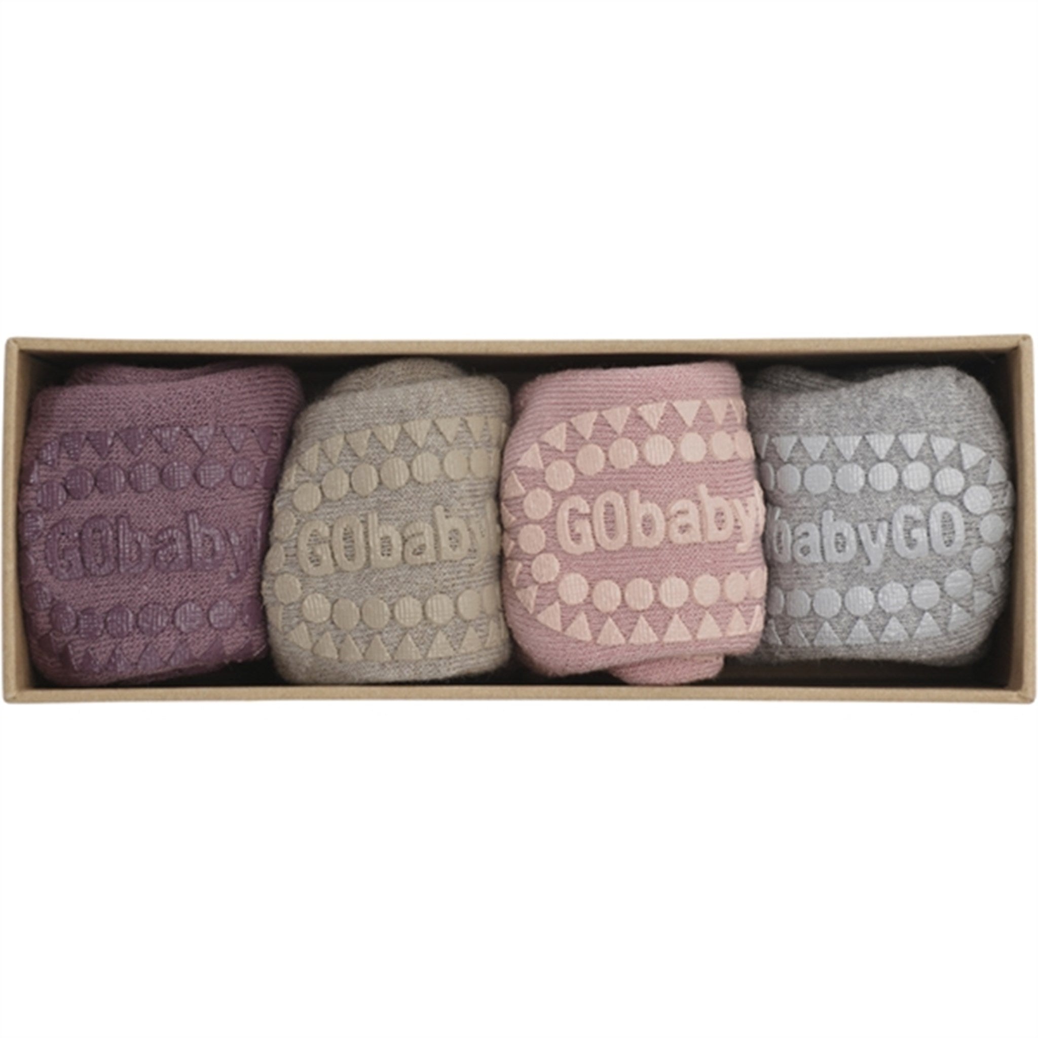 GObabyGO Cotton Socks Combo Box AntislipDusty Rose 3