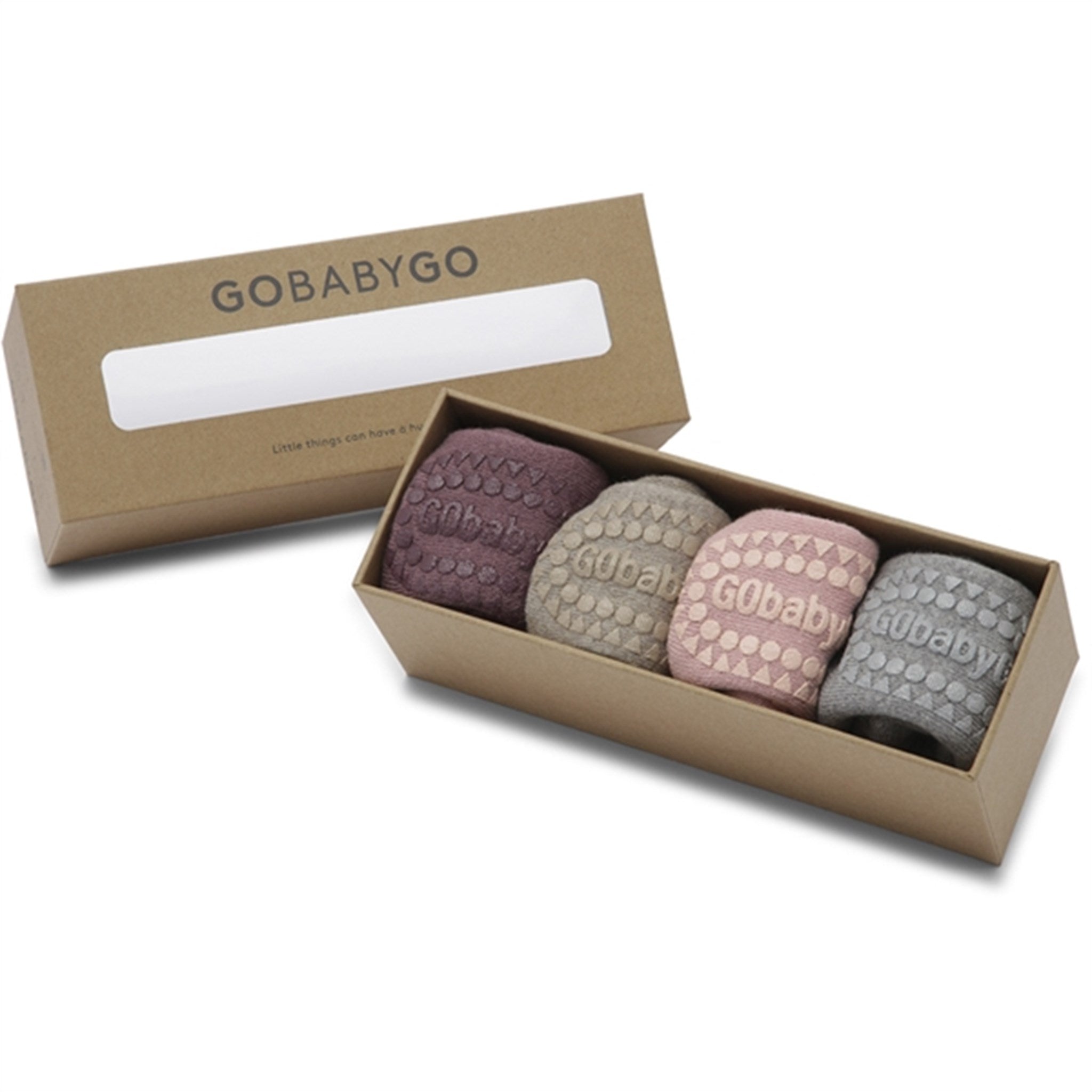 GObabyGO Cotton Socks Combo Box AntislipDusty Rose 2