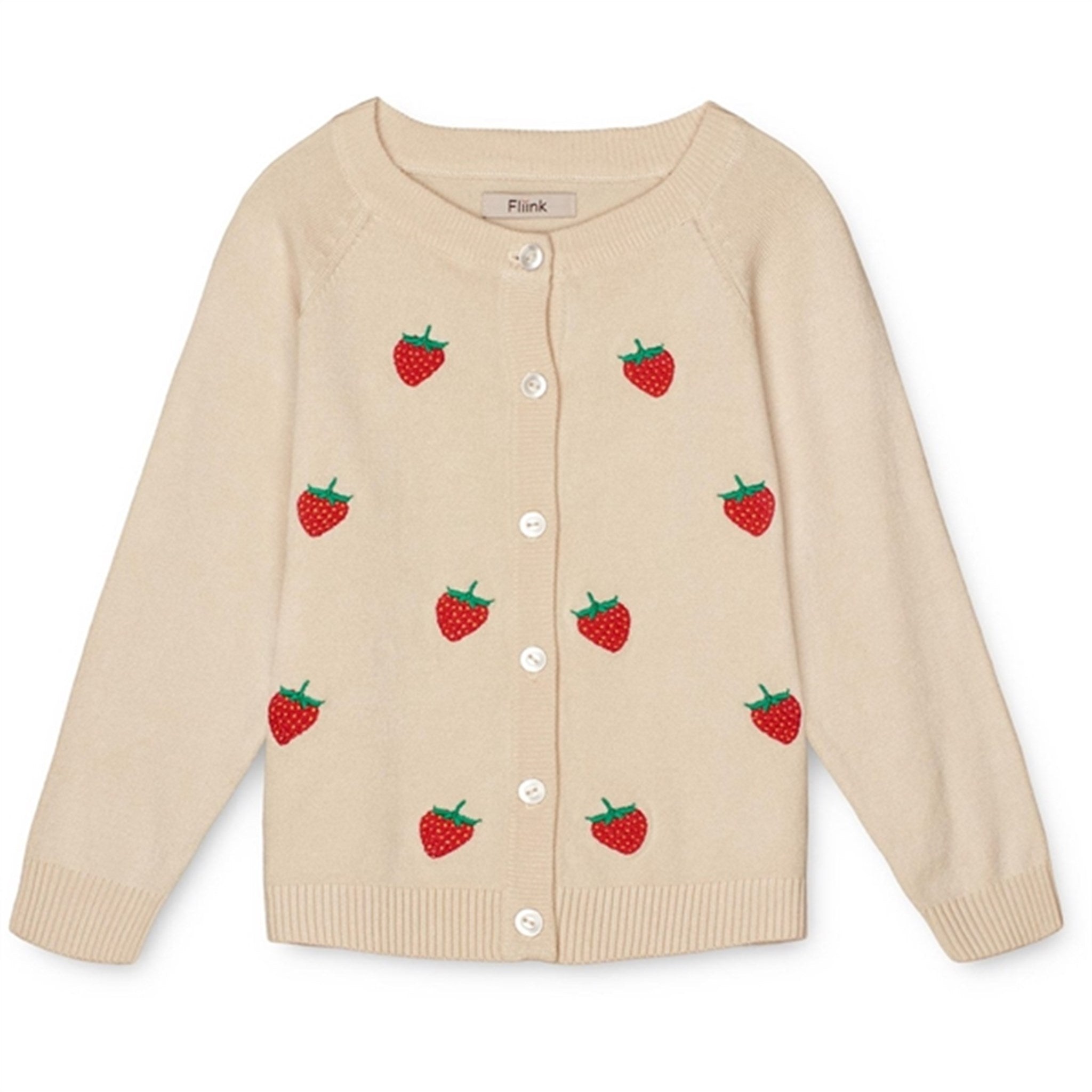 Fliink Sandshell/High Risk Red Strawberry Favo Embr. Knitted Cardigan