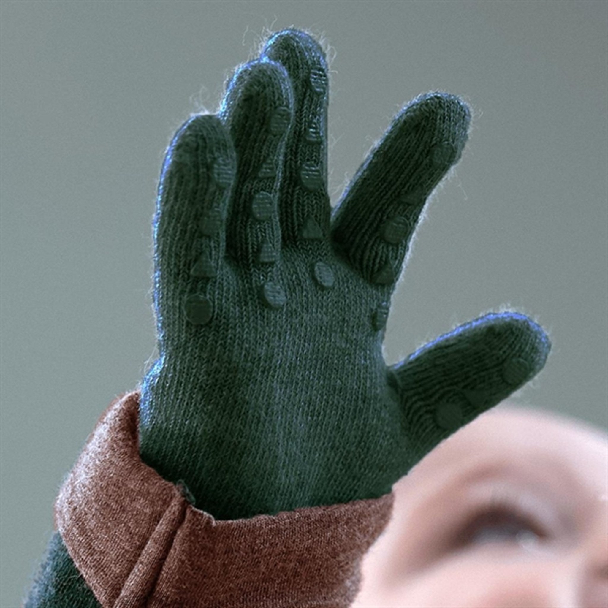 Gobabygo Wool Grip Gloves Forrest Green 2