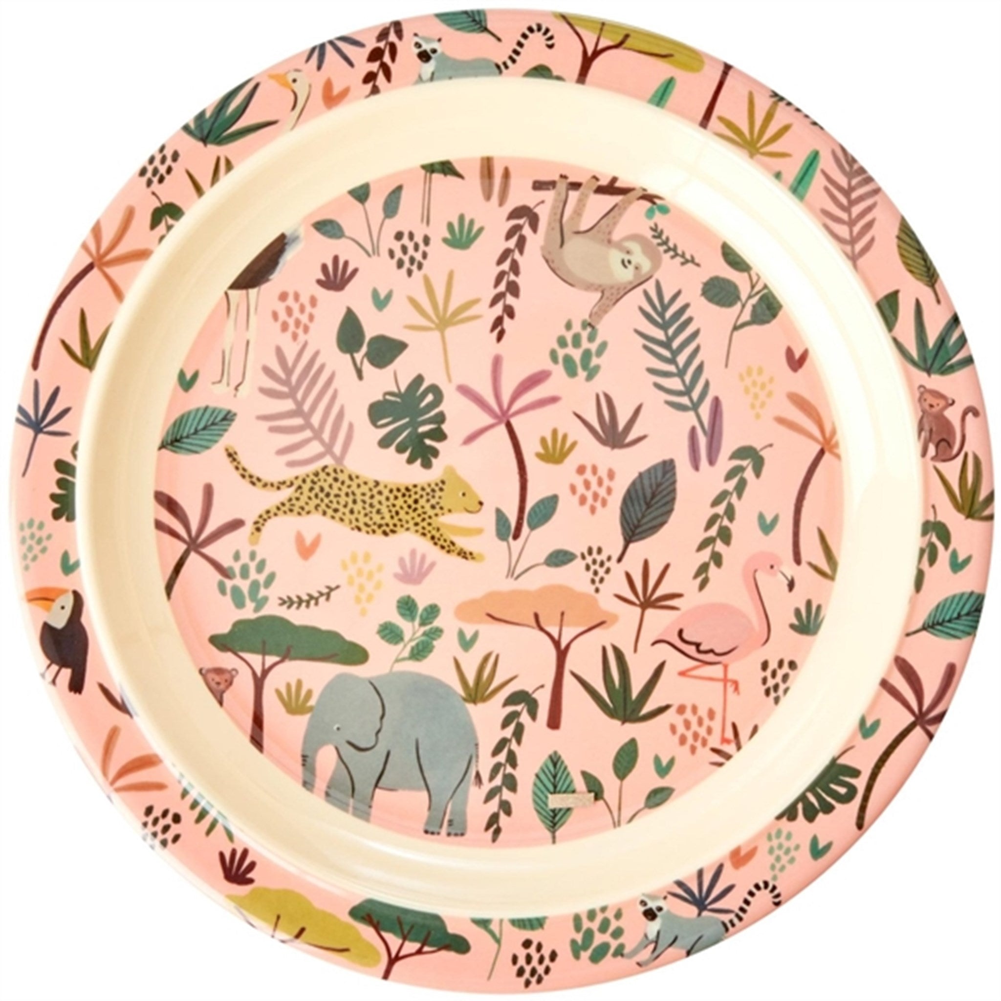 RICE Coral All Over Jungle Animal Print Melamine Childrens Plate