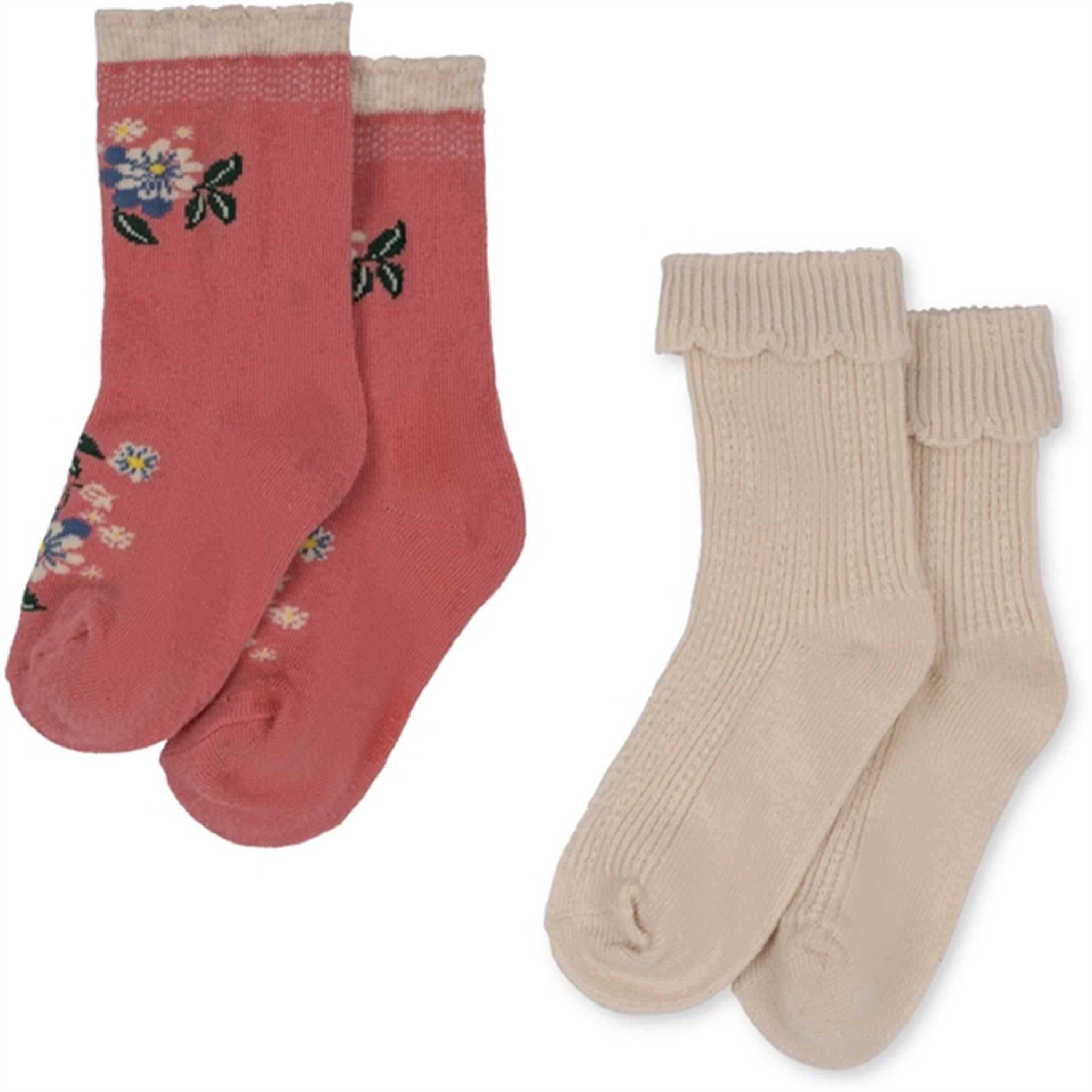 Konges Sløjd Jacquard Pointelle Socks 2-Pack Pink