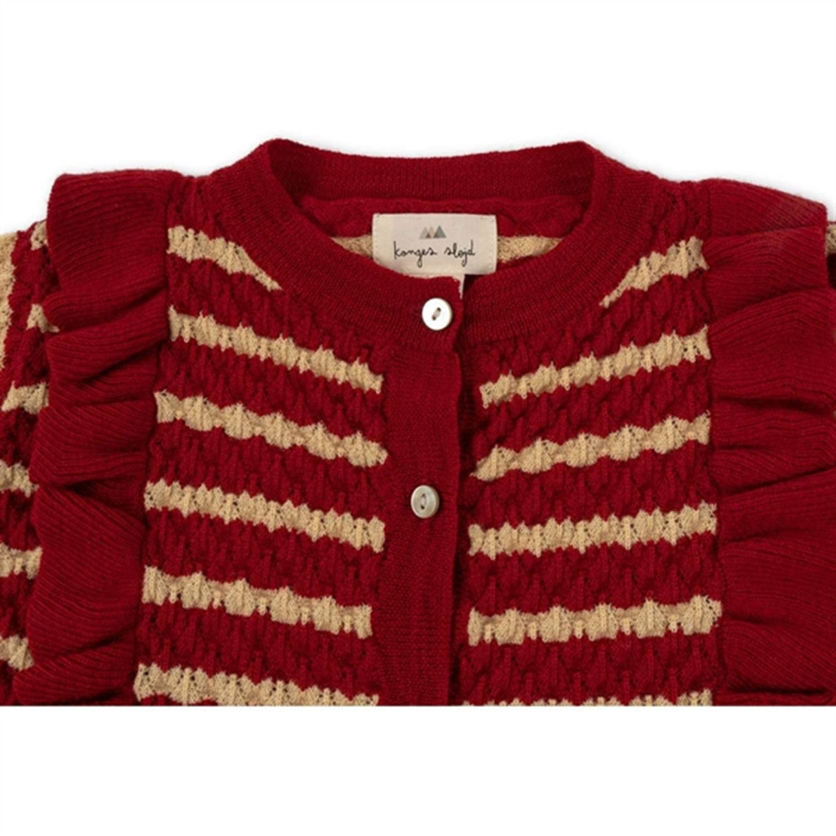 Konges Sløjd Jolly Stripe Cane Knit Frill Wool Cardigan