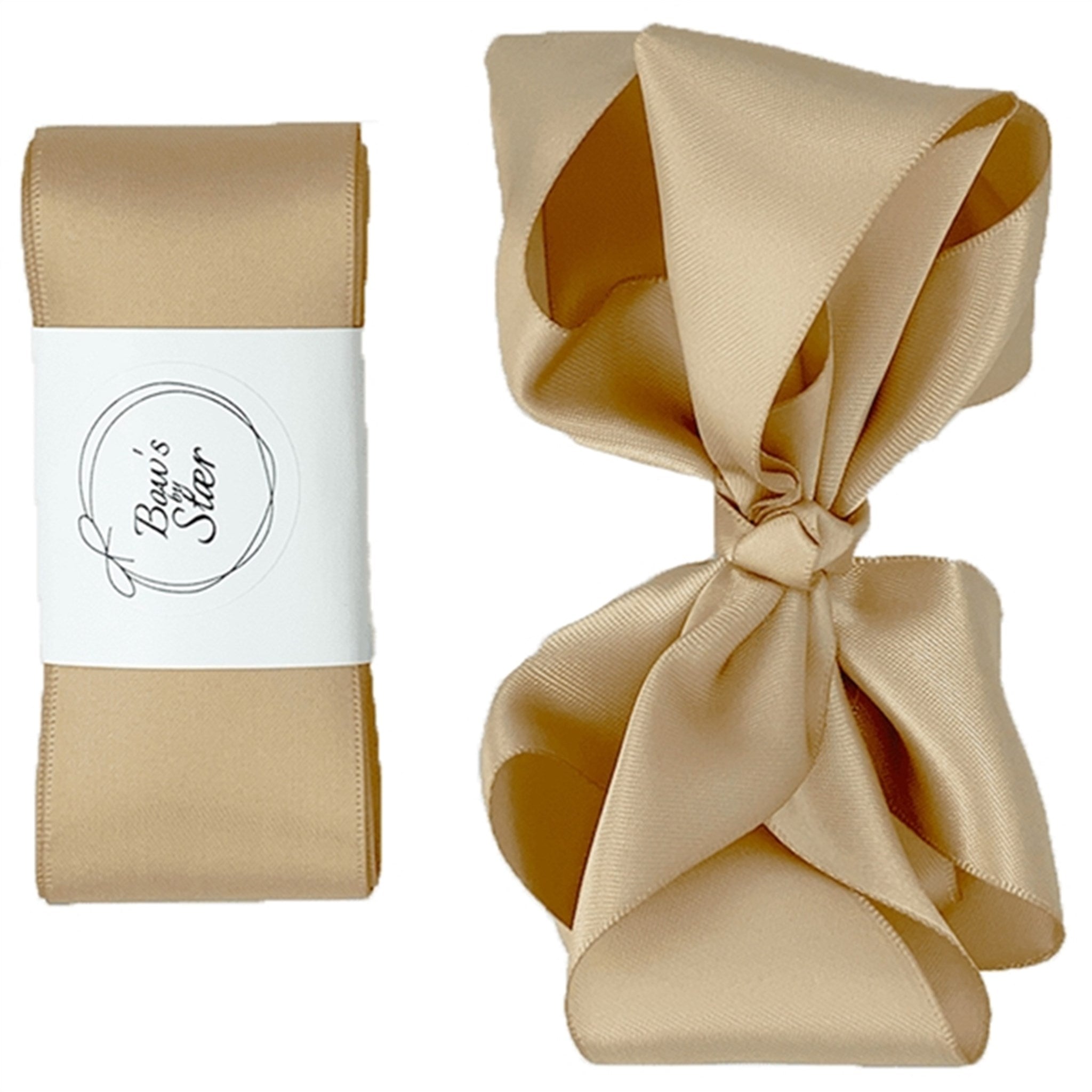 Bow's by Stær Christening Ribbon Satin w. Double Bow Beige