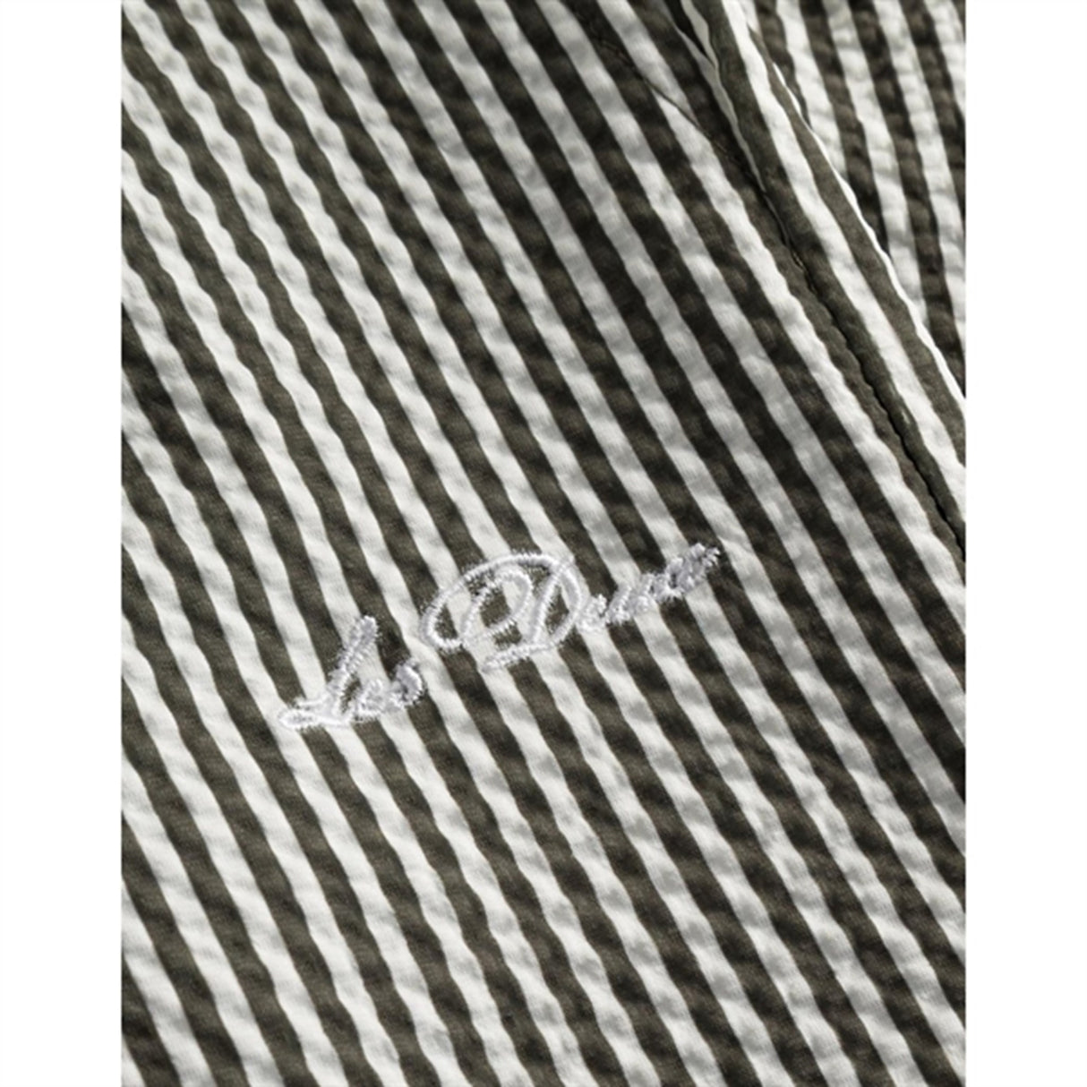 Les Deux Kids Olive Night/Ivory Stan Stripe Seersucker Swim Shorts