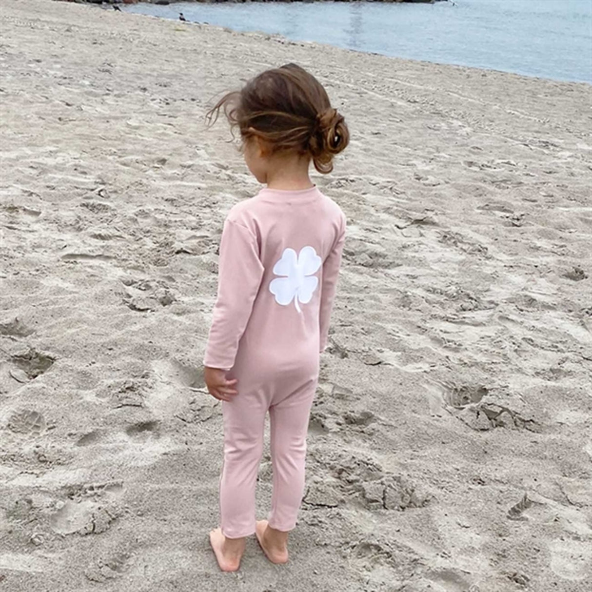 Petit Crabe Rose Nude Lou Clover Sunsuit with Zipper