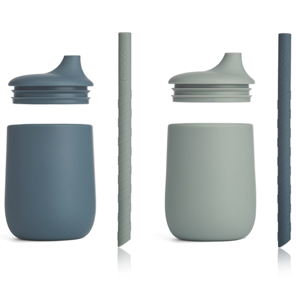 Liewood Ellis Sippy Silicone Sippy Cup 2-Pack Whale Blue/Dove Blue Mix