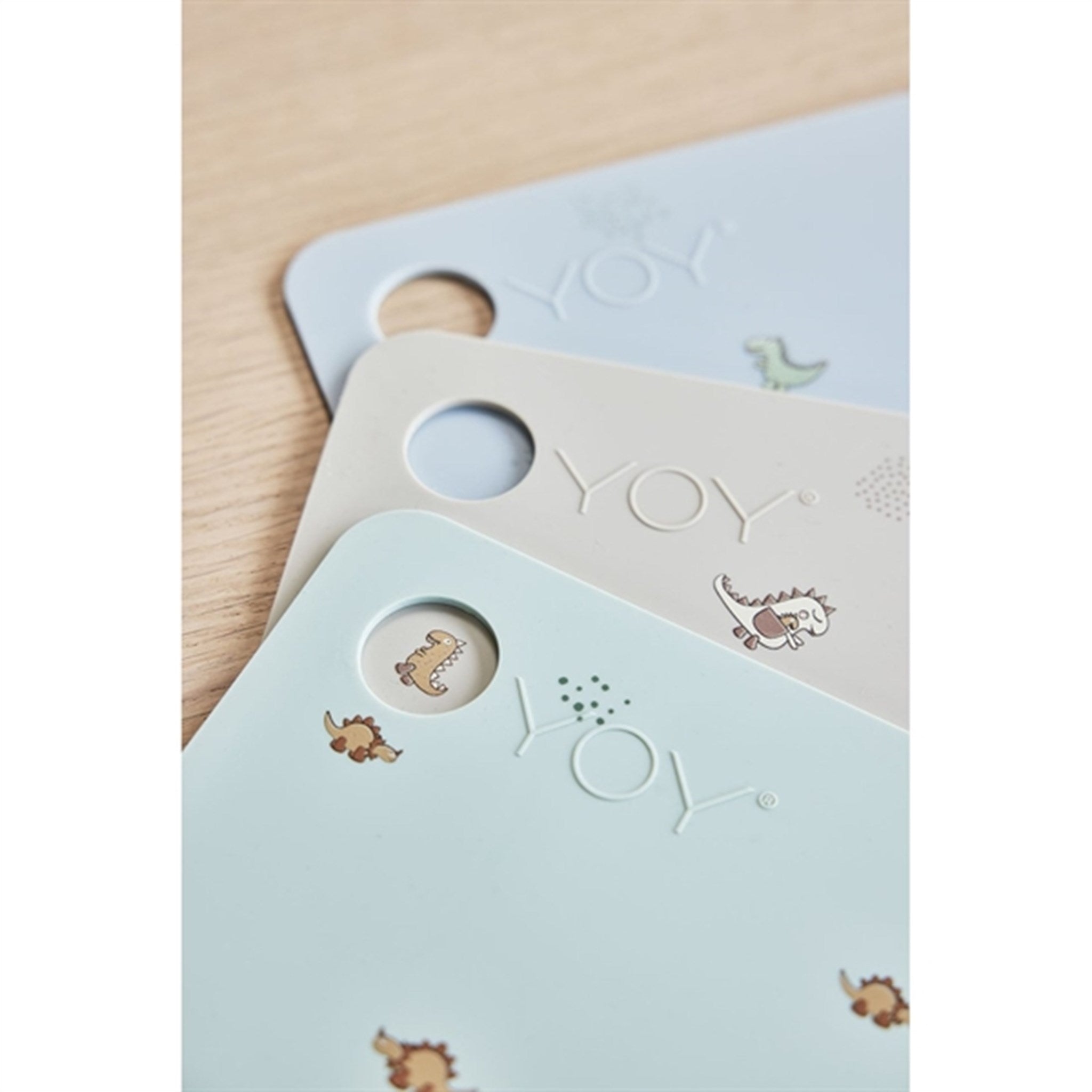 OYOY Placemat Theo Dino Pale Blue 2