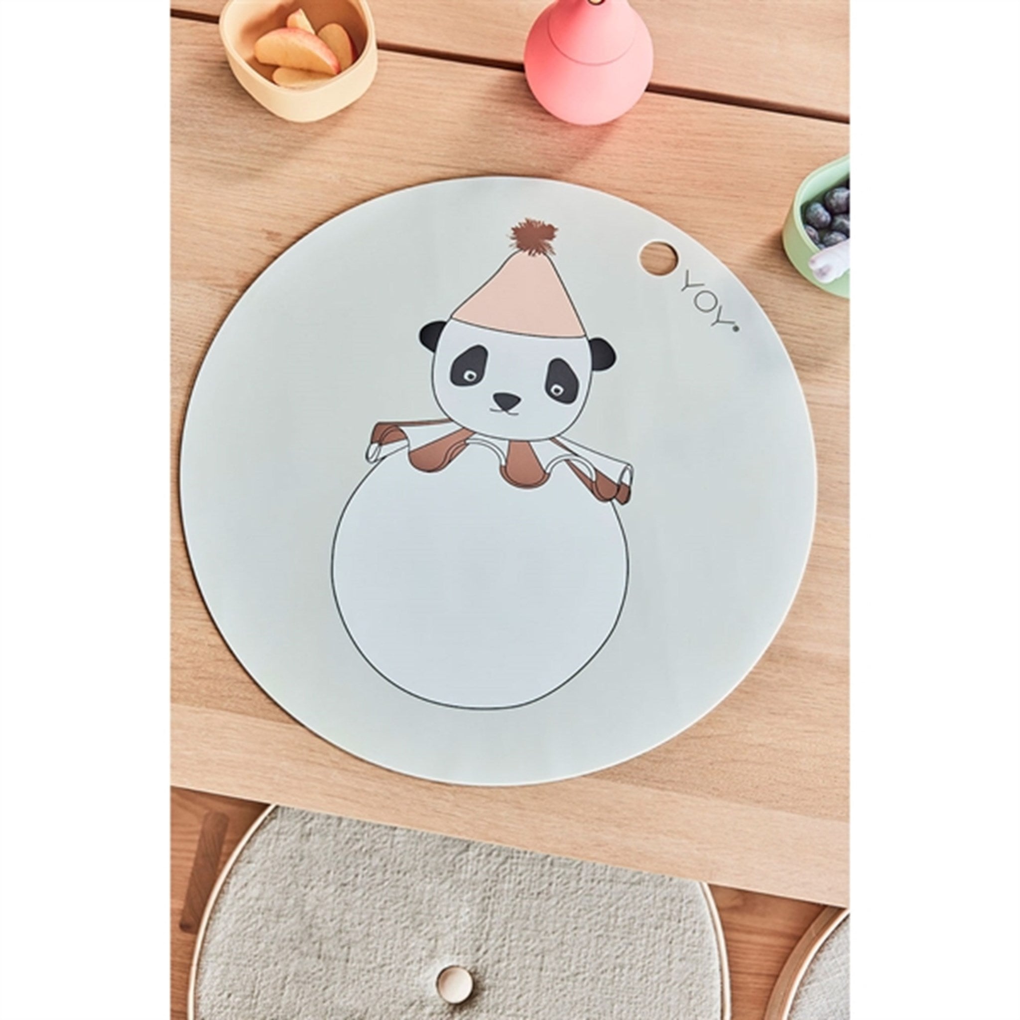 OYOY Placemat Panda Pompom Offwhite 2