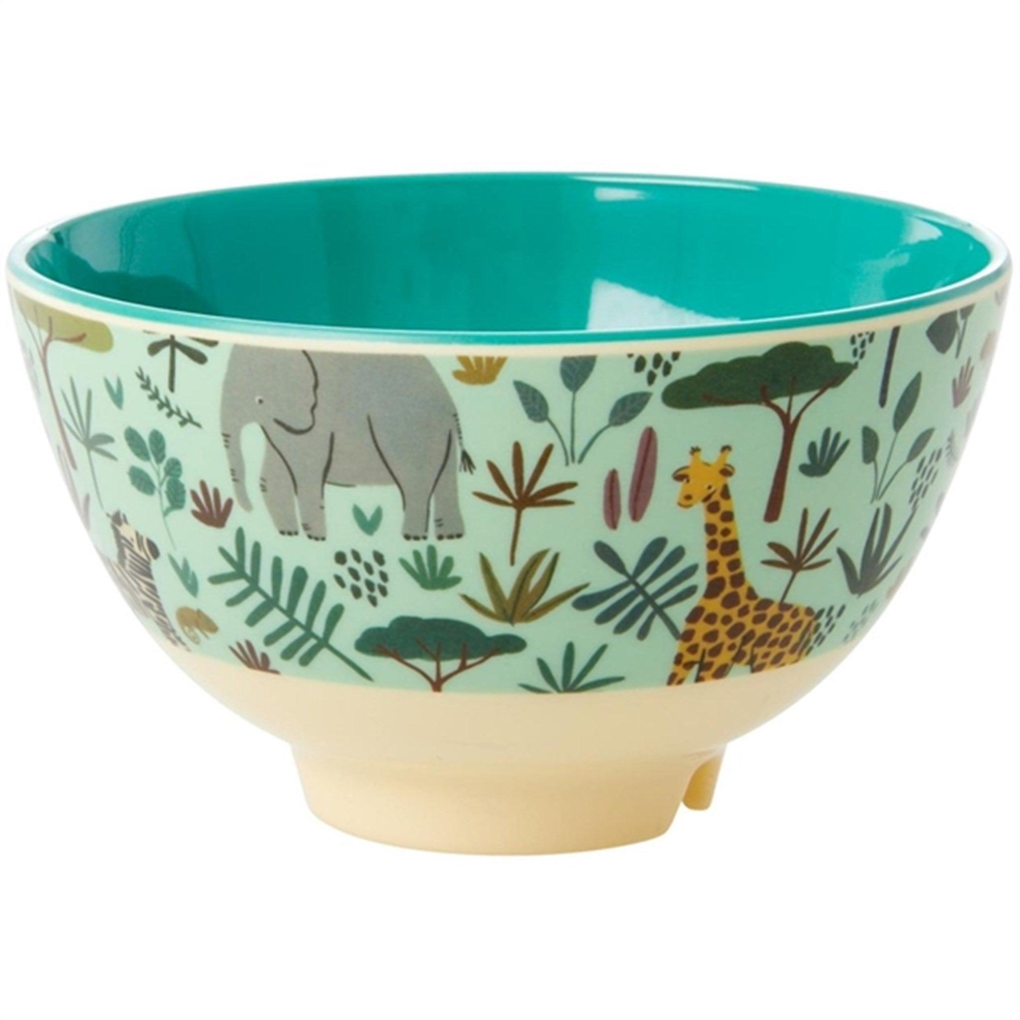 RICE Green All Over Jungle Animals Print Small Melamine Bowl