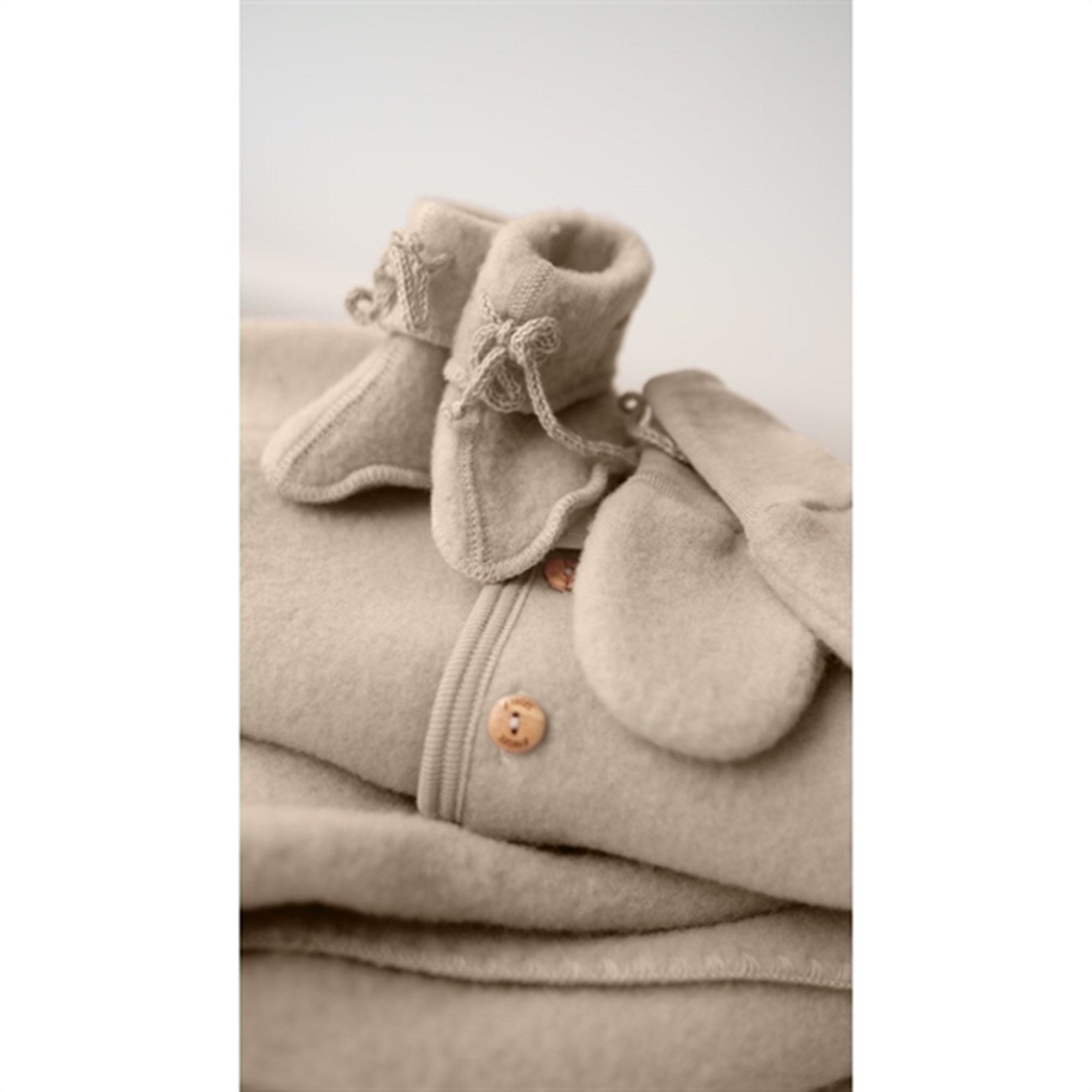 Engel Hooded Jacket With Wooden Buttons Sand Mélange 2