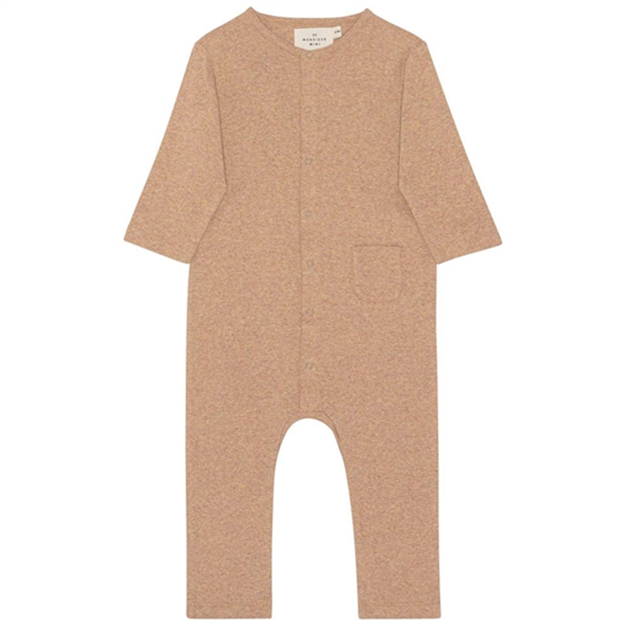 Monsieur Mini Pointelle Croissant Onesie Suit Beige Melange