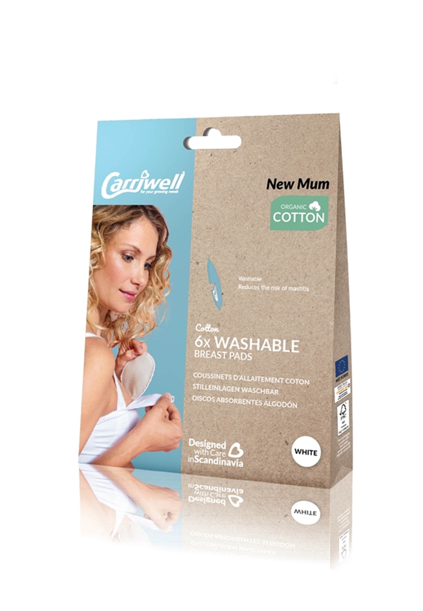 Carriwell Breast Pads Washable White 6 pcs 4