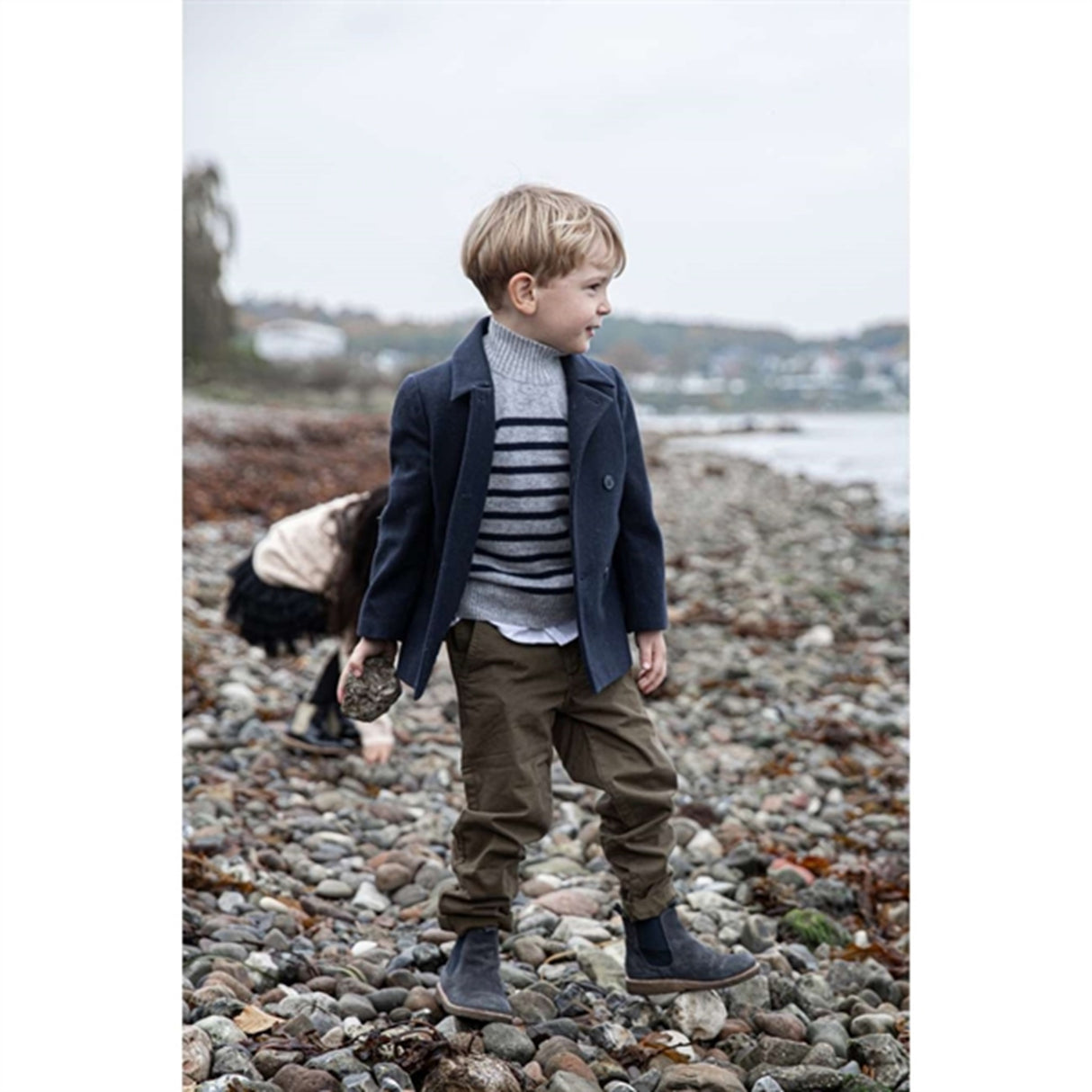 HOLMM Oxford Stripe Opal Cashmere Knit Pullover