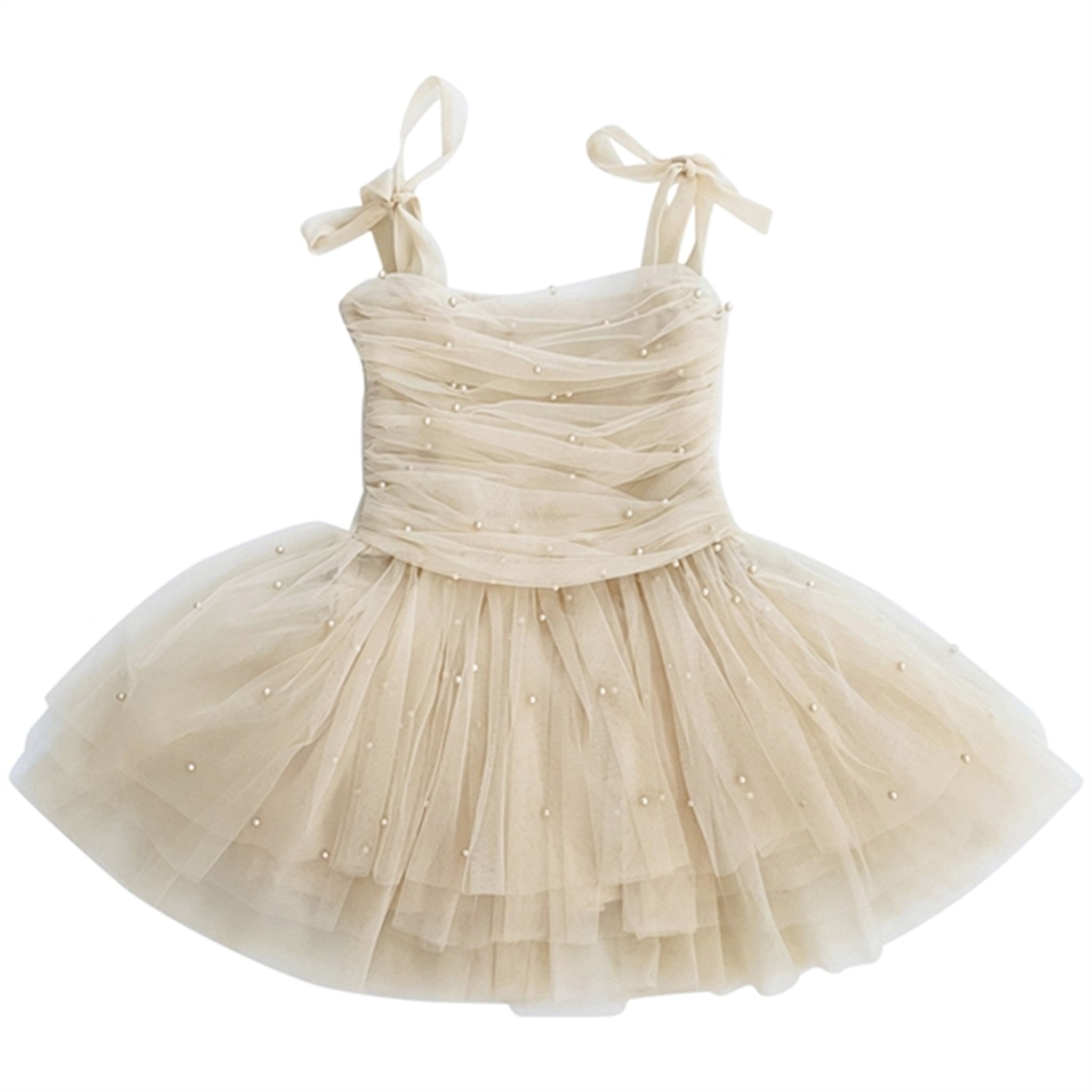 Dolly by Le Petit Tom Pearl Tulle Ballerina Dress Cream