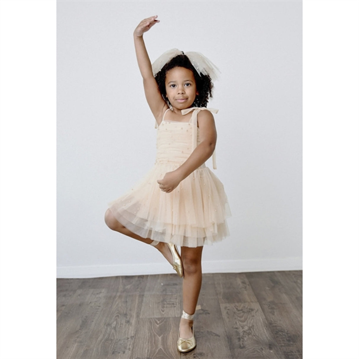 Dolly by Le Petit Tom Pearl Tulle Ballerina Dress Cream