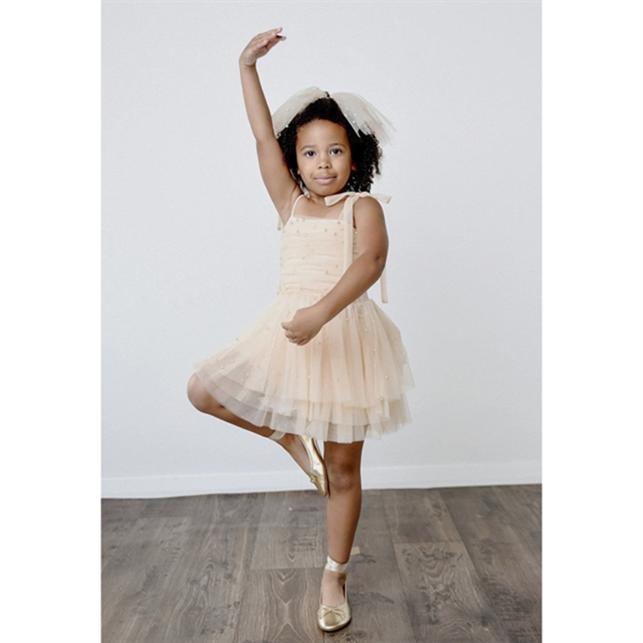 Dolly by Le Petit Tom Pearl Tulle Ballerina Dress Cream 2