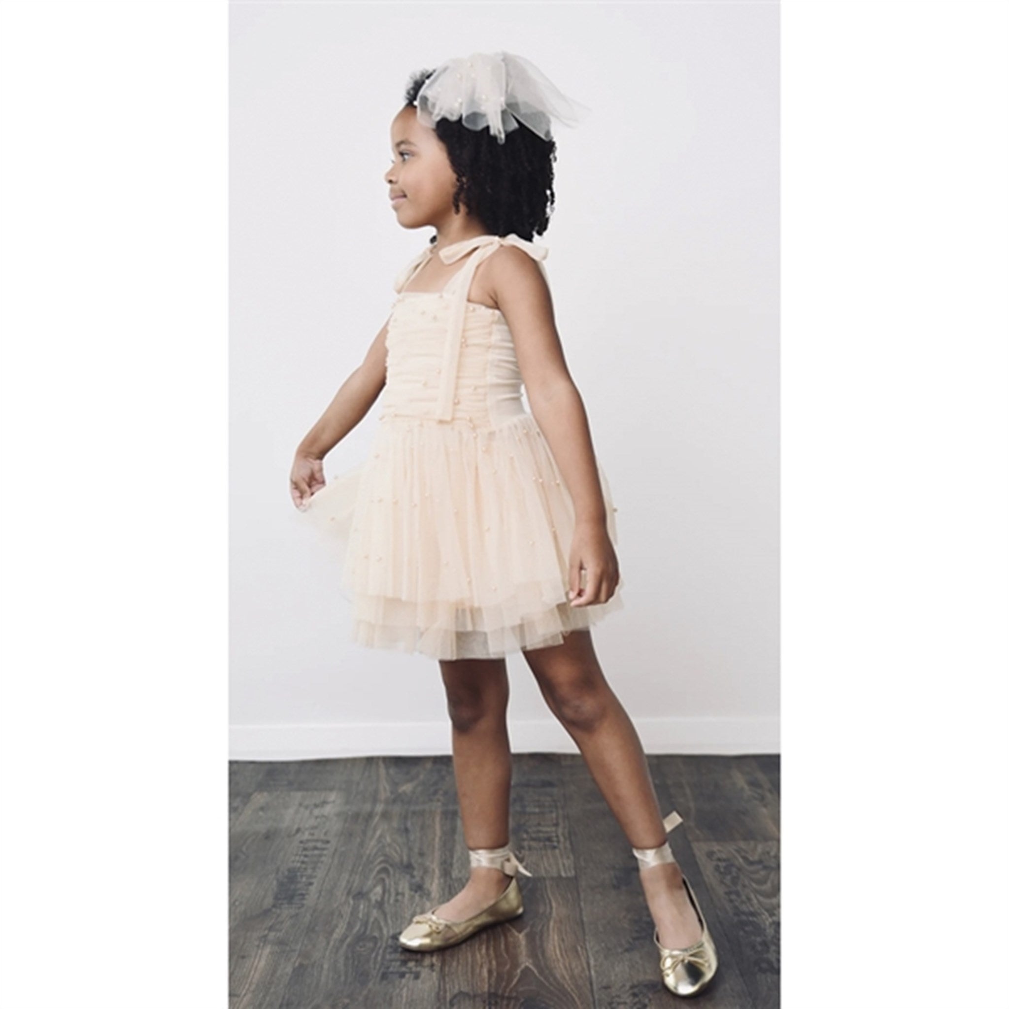 Dolly by Le Petit Tom Pearl Tulle Ballerina Dress Cream 3