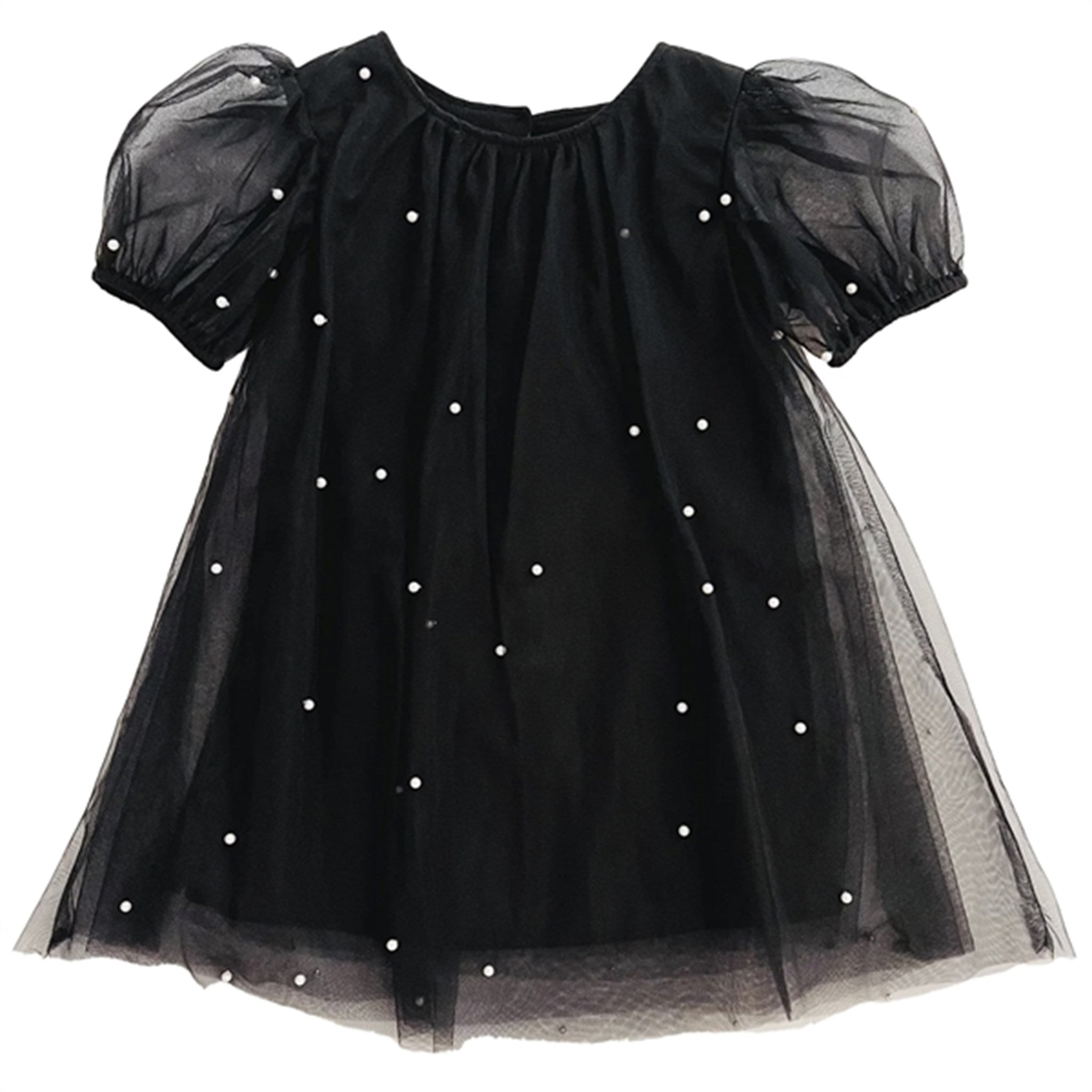 Dolly by Le Petit Tom Pearl Tulle Puff Aline Dress Black