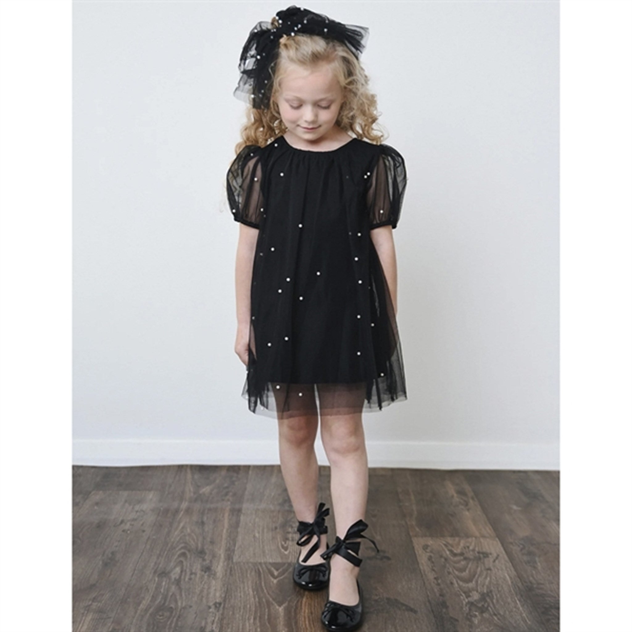 Dolly by Le Petit Tom Pearl Tulle Puff Aline Dress Black 2