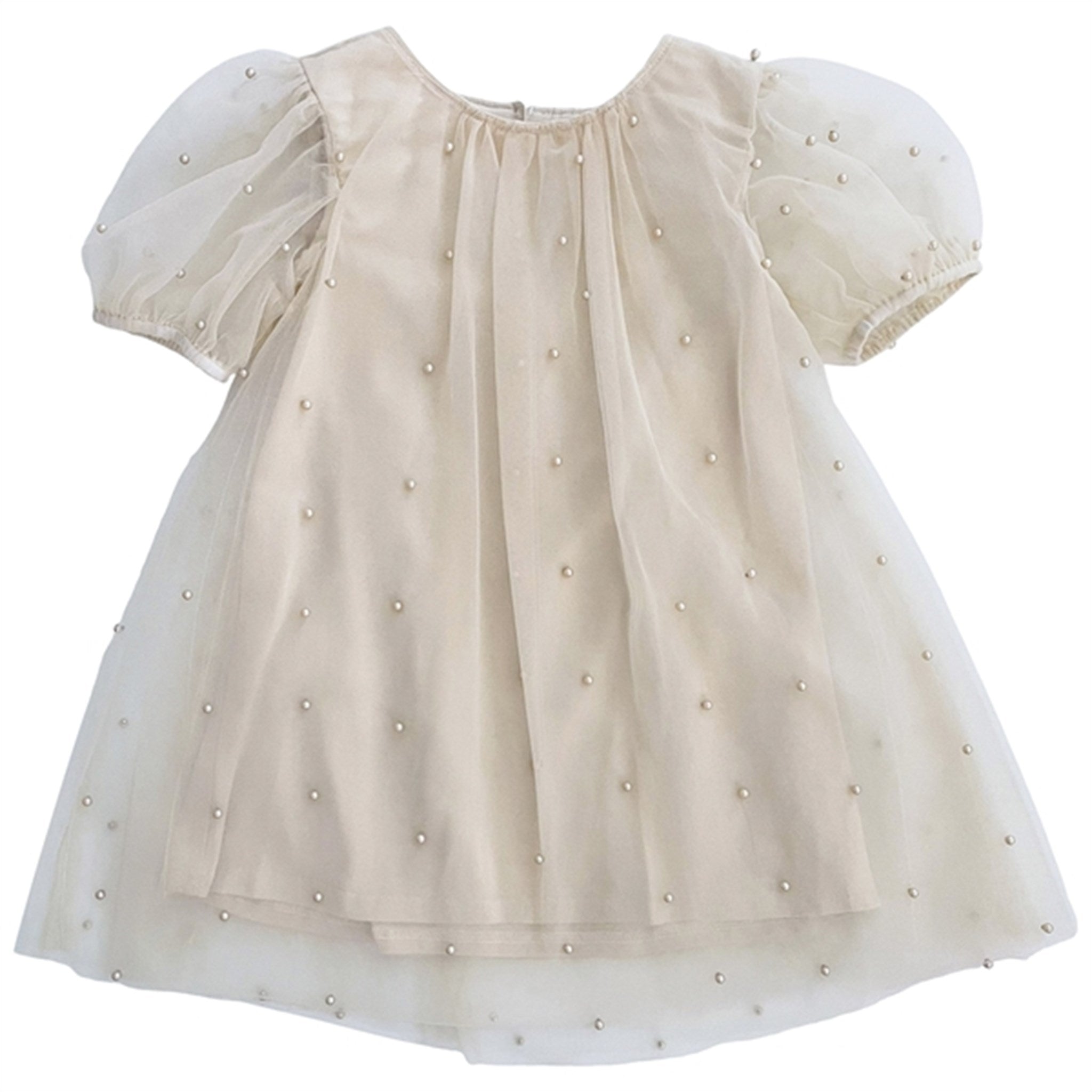 Dolly by Le Petit Tom Pearl Tulle Puff Aline Dress Pearl