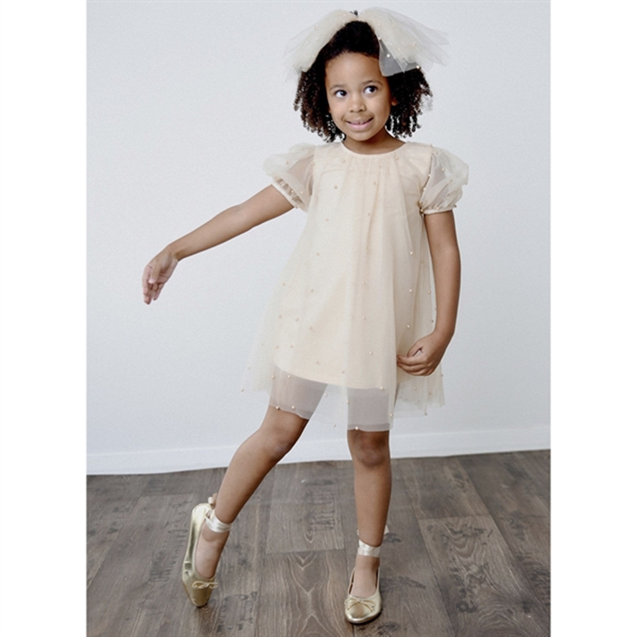 Dolly by Le Petit Tom Pearl Tulle Puff Aline Dress Pearl 2