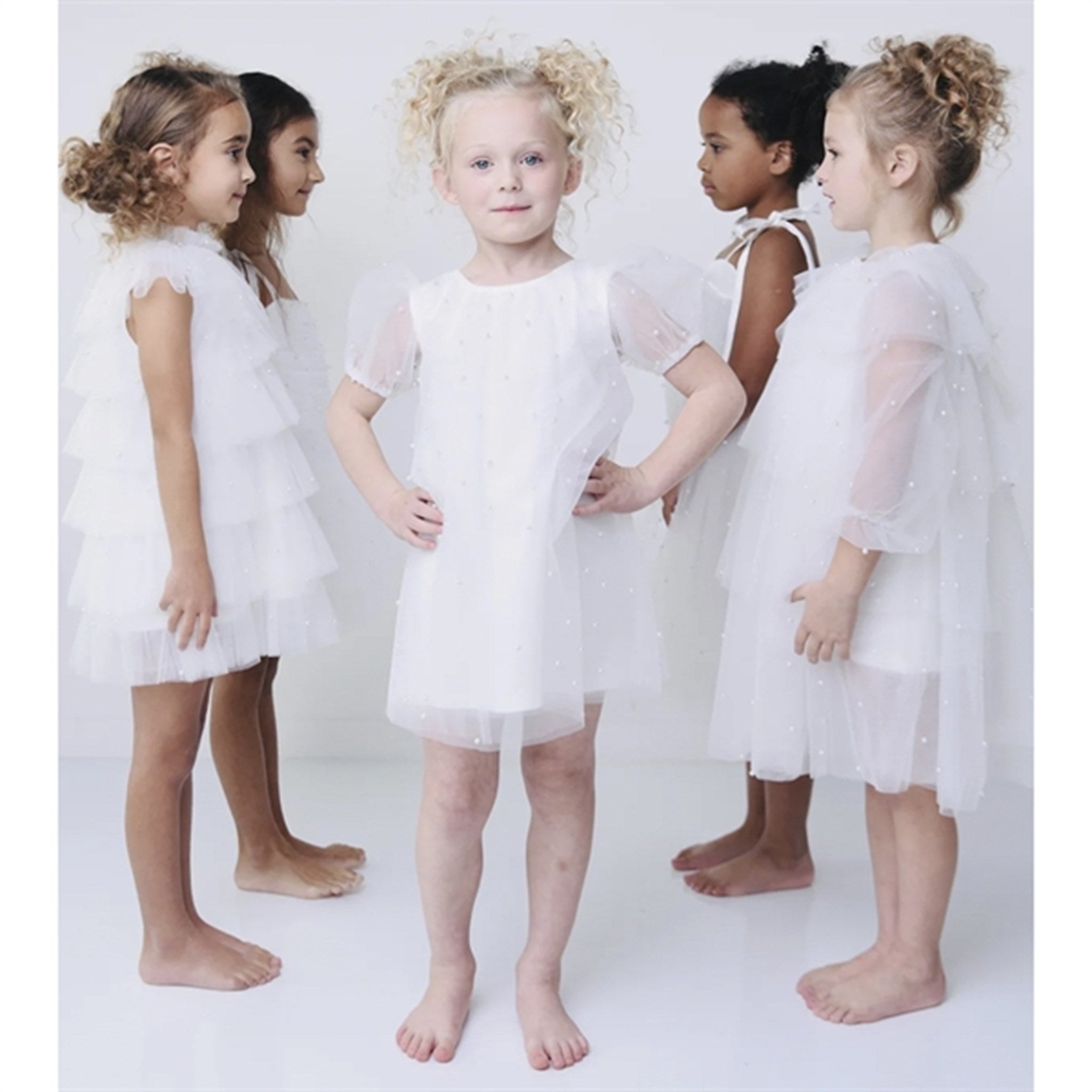 Dolly by Le Petit Tom Pearl Tulle Puff Aline Dress White 2