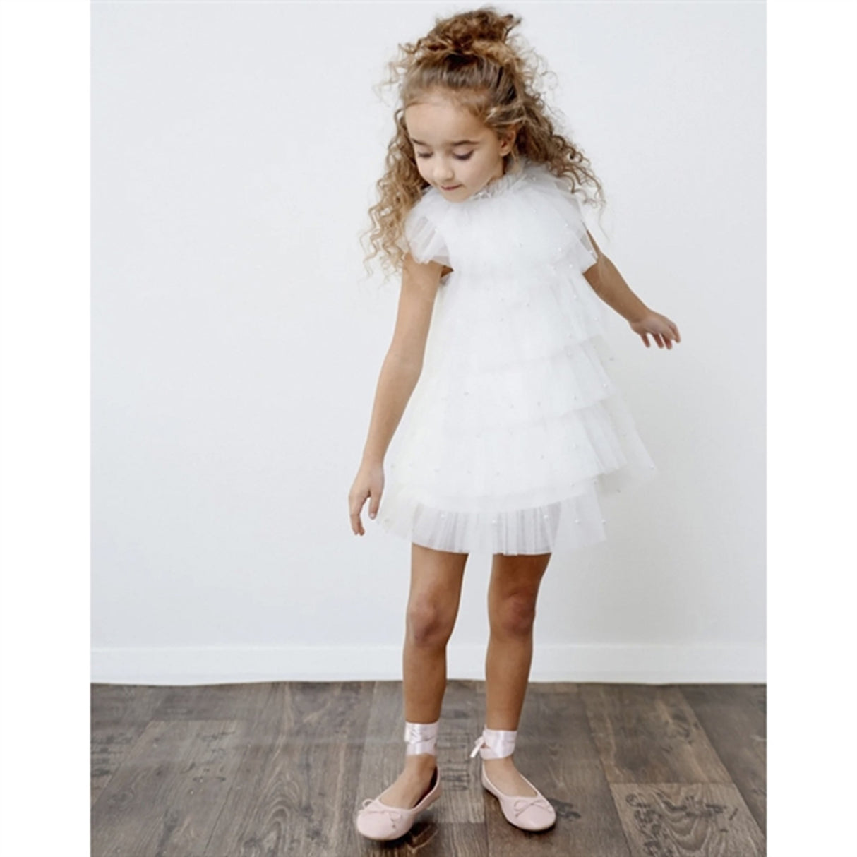 Dolly by Le Petit Tom Pearl Tutully Tiered Tulle Tuttu Dress White