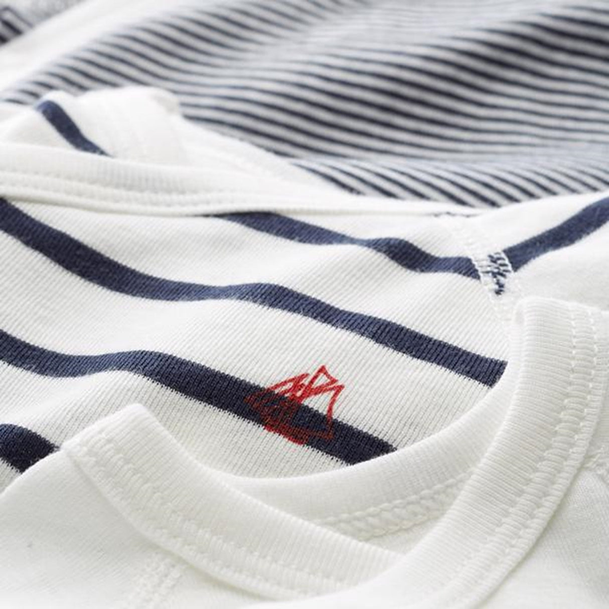 Petit Bateau Bodies ML Lot 3 White/Navy