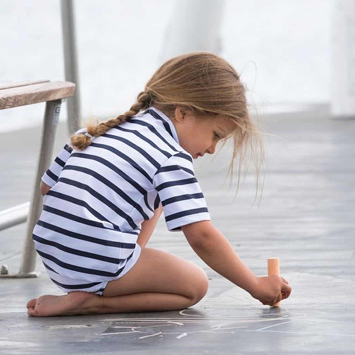 Petit Crabe White/Blue Turtleneck Tee K/Æ