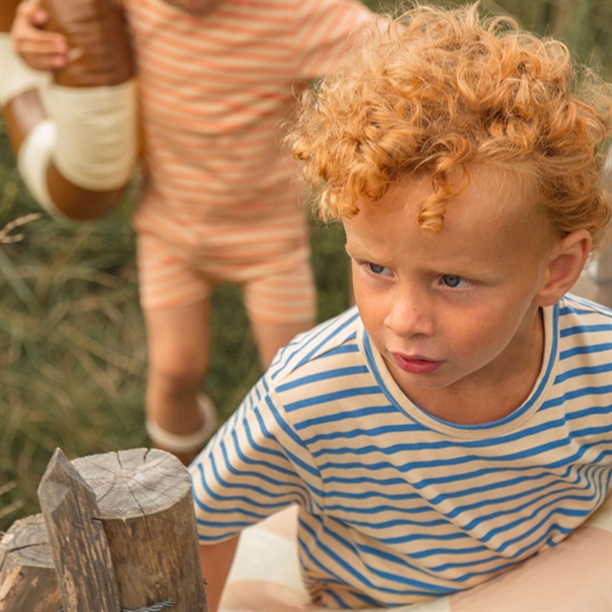 Petit Piao Dark Peach Striped T-shirt Baggy 7