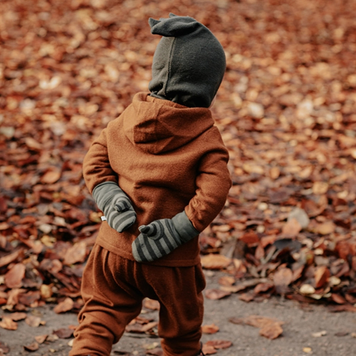 Racing Kids Dino Balaclava Wool/Cotton 3-layered Dusty Forest Green