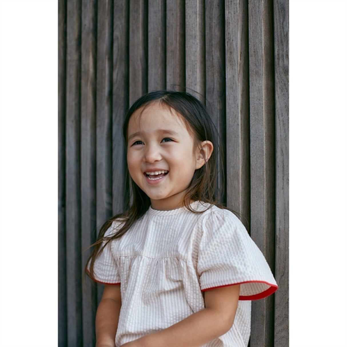 Copenhagen Colors Dusty Rose W Cream Stripe Seersucker Blouse