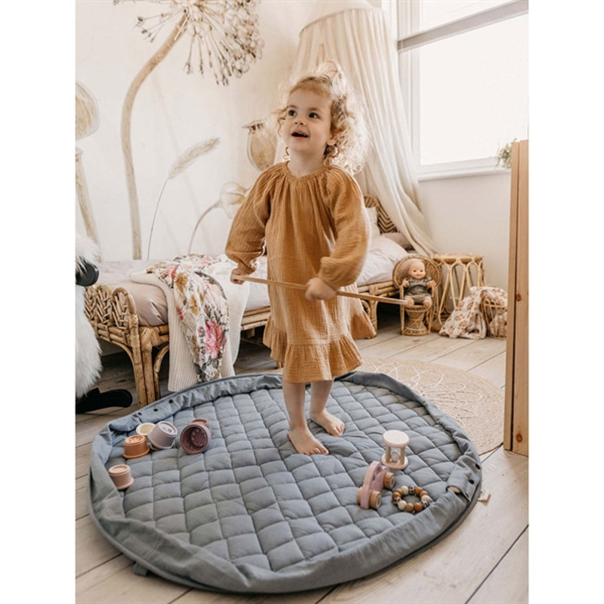 Play&Go 2-in-1 Play Mat Soft Organic Dusty Blue