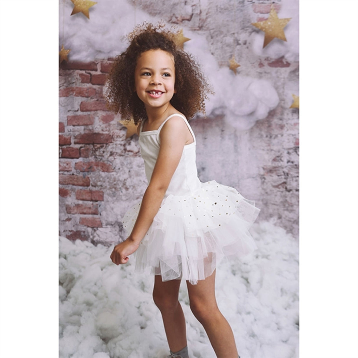 Dolly by Le Petit Tom Velvet Leotard With Tulle Tutu Dress Off White