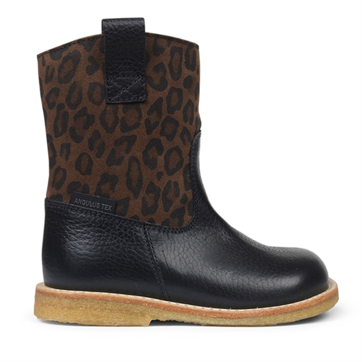 Angulus Tex-Boots w. Zipper Black/Brown Leo 2