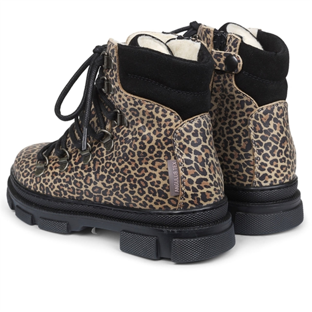Angulus Tex-Boots w Lace and Zipper Brown Leo/Black 3