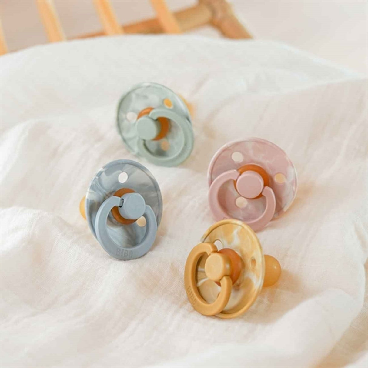 Bibs Colour Latex Pacifiers 2-pack Round Tie Dye Blush Ivory