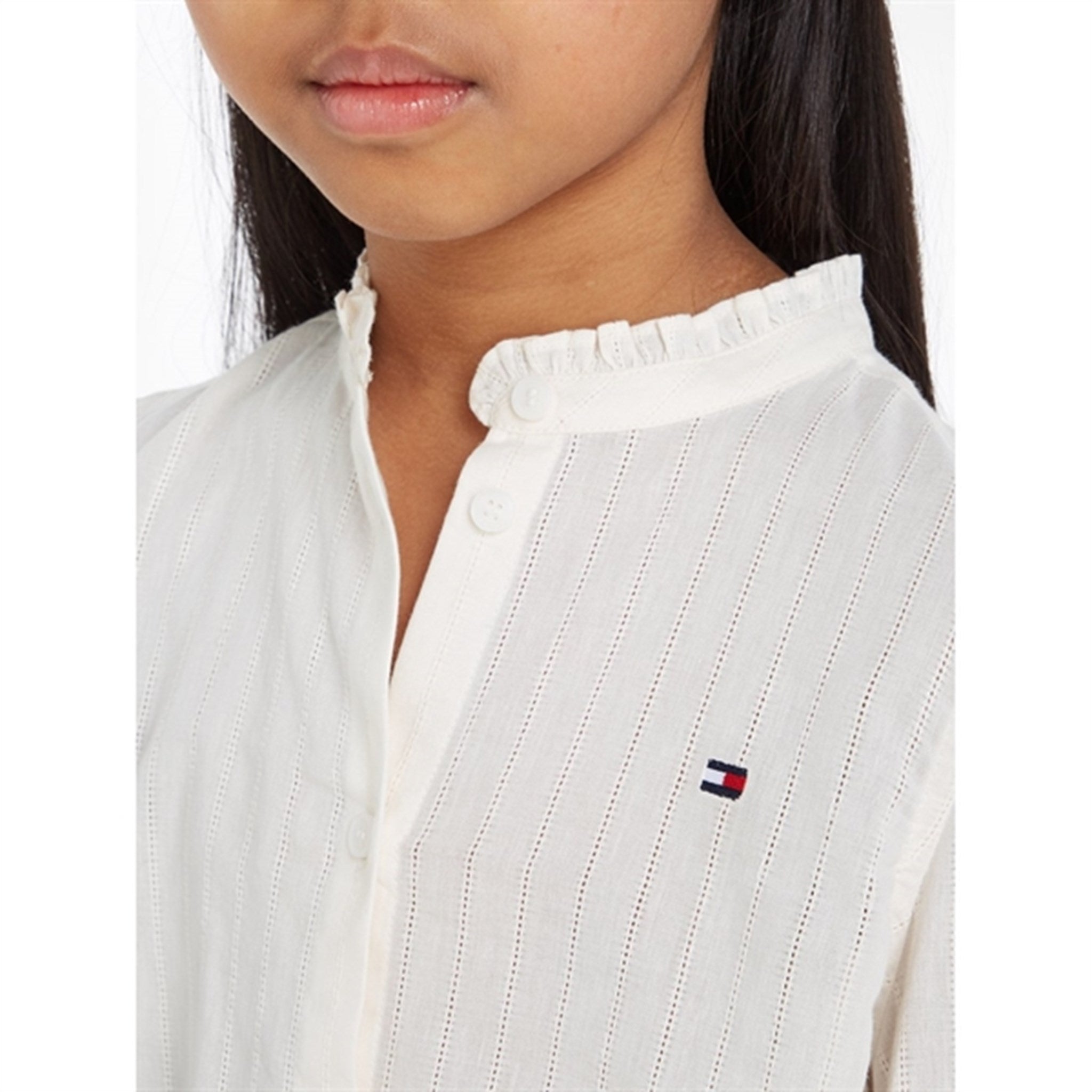 Tommy Hilfiger Ladder Lace Shirt with Frill Collar Ancient White 3